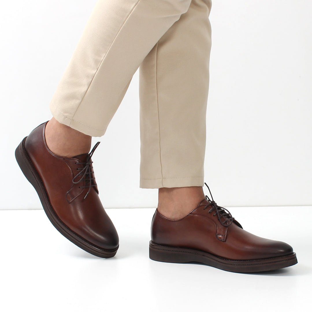 Celal Gültekin Klassische Schnürschuhe Plateau Business Herren Schnürschuh Glattleder, Echtleder-Futter, Plateausohle, Braun, 42
