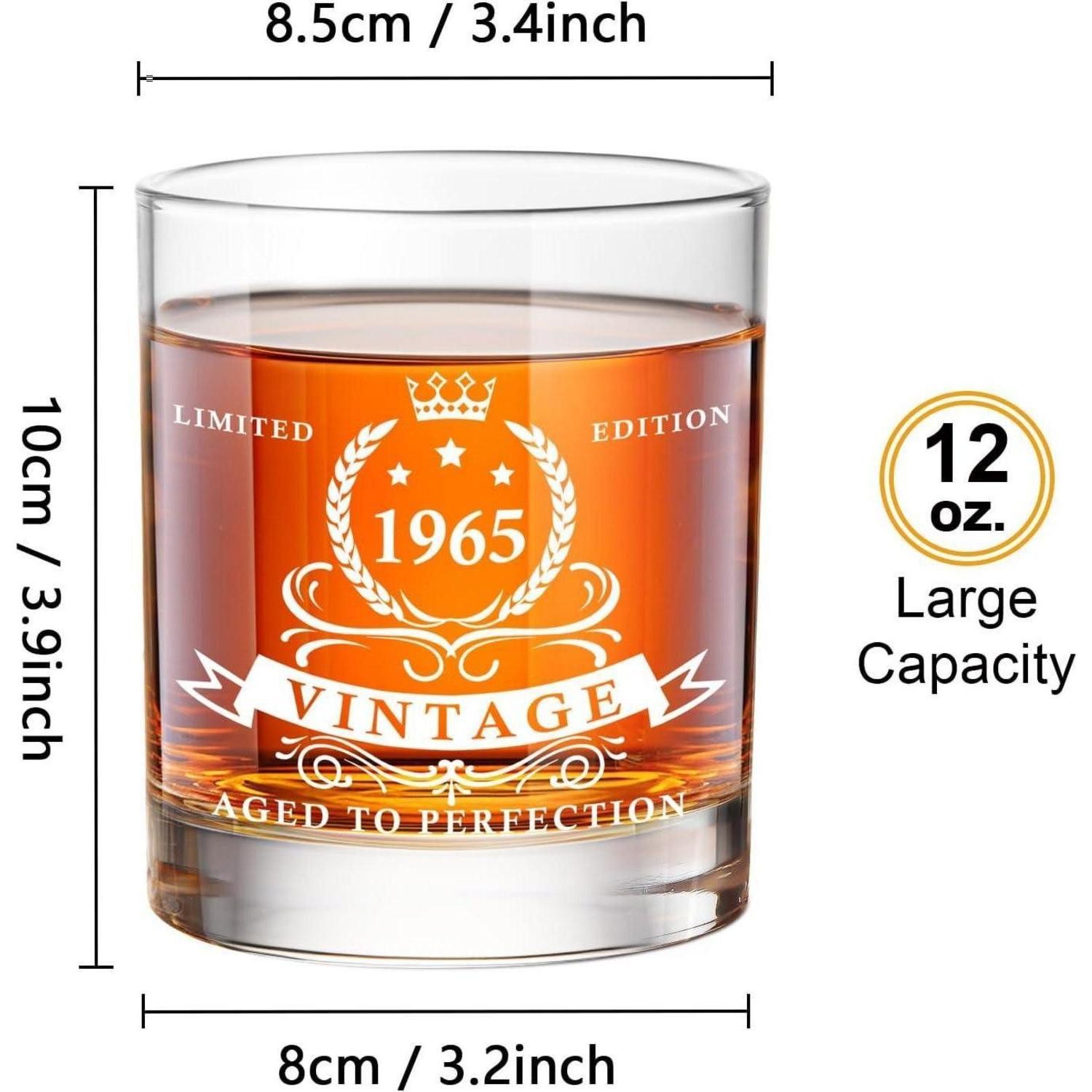 LIGHTEN LIFE Whiskyglas 60. Geburtstagsgeschenke für Männer - 1964 Whiskyglas-Set in Fassbox