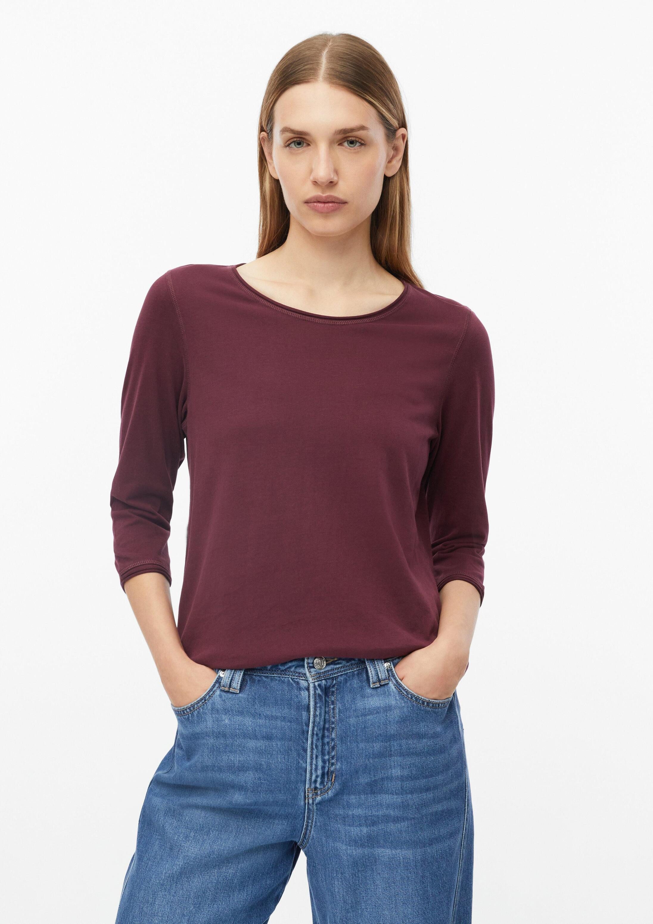 s.Oliver 3/4-Arm-Shirt T-Shirt T-Shirt mit Rollkante im Relaxed Fit