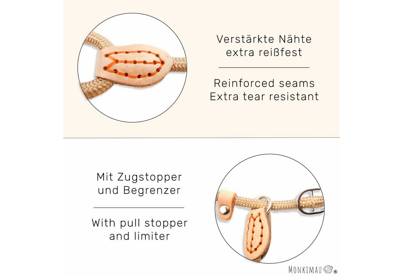 Thumbnail - Monkimau Hundeleine Hundeleine mit Zugstopp Halsband für große Hunde - Leine Nylon in, Nylon (Packung)