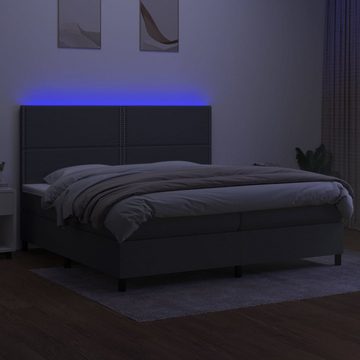vidaXL Bettgestell Boxspringbett mit Matratze LED Dunkelgrau 200x200 cm Stoff Bett Bettg