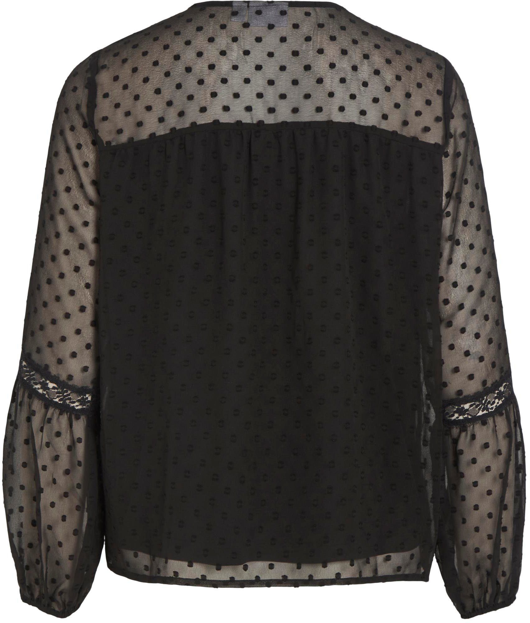 Vila Blusenshirt VIEDEE L/S TOP - NOOS, Ausschnitt mit Bindeband