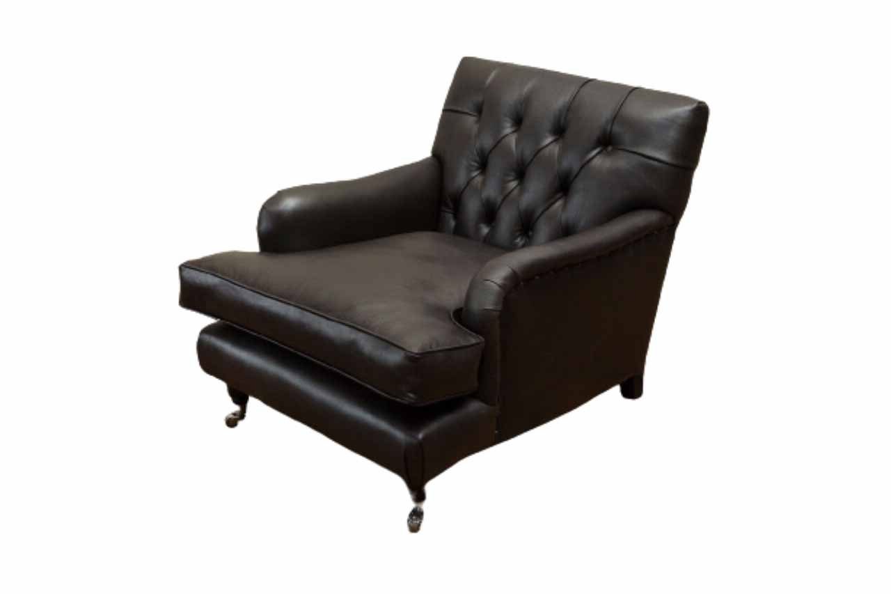 JVmoebel Sessel, Designer Sessel 1 Sitzer Braun Leder Textil Luxus Sofa Chesterfield | Einzelsessel