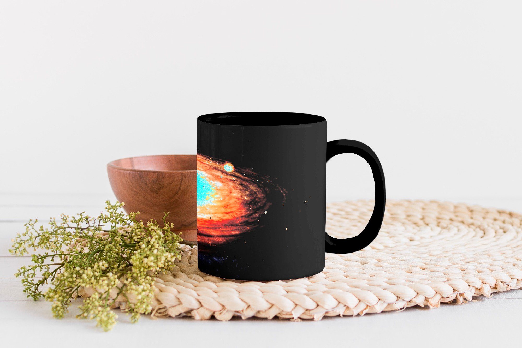 Tasse Keramik, MuchoWow Illustration Kaffeetassen, Eine des Farbwechsel, Zaubertasse, realistische Sonnensystems, Teetasse, Geschenk