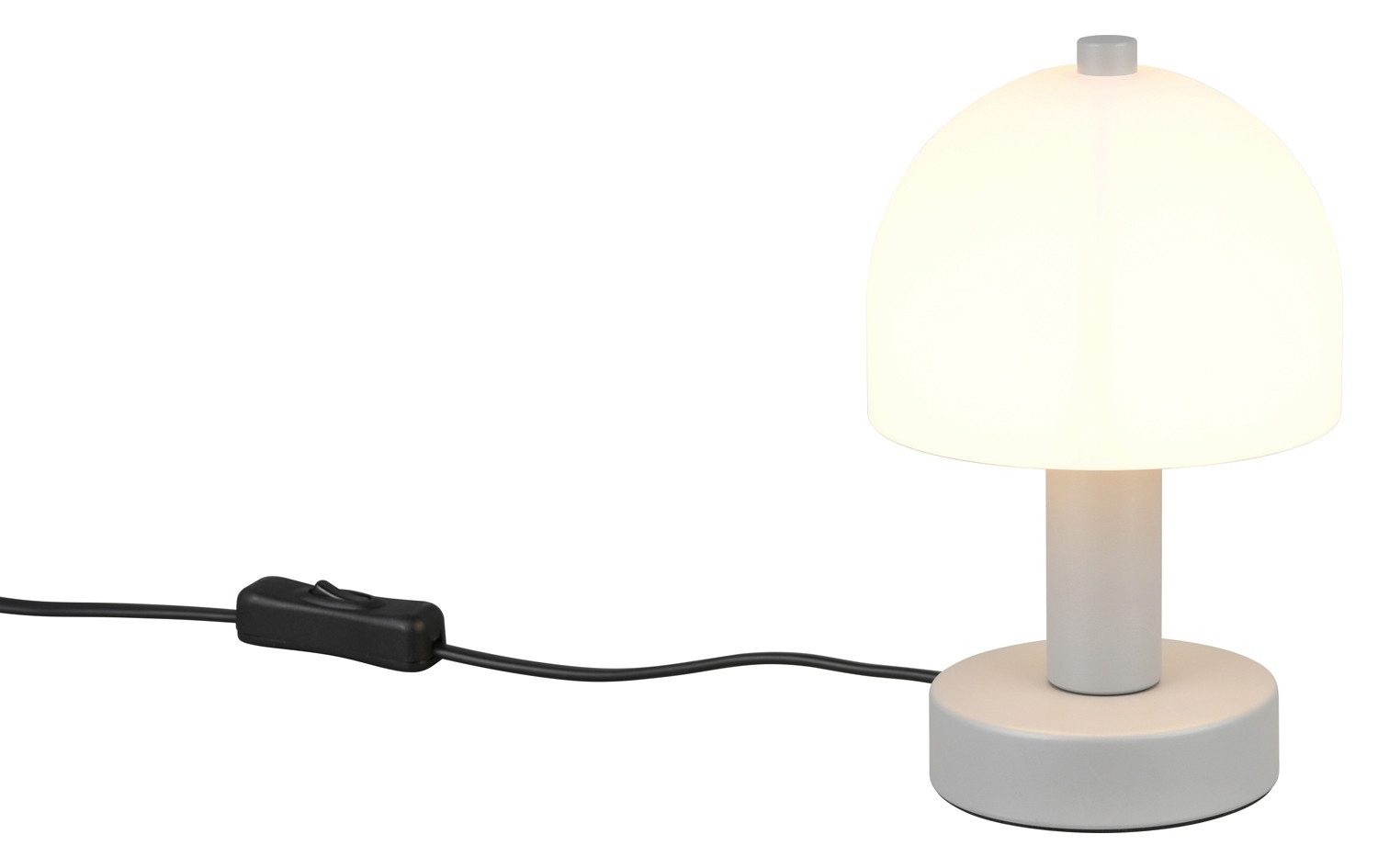 Reality Leuchten Tischleuchte Reality Leuchten, H 18,5 cm, Grau, Weiß, Metall, ohne Leuchtmittel, Lampenschirm aus Kunststoff, mit Schnurschalter, Leuchtmittel E14
