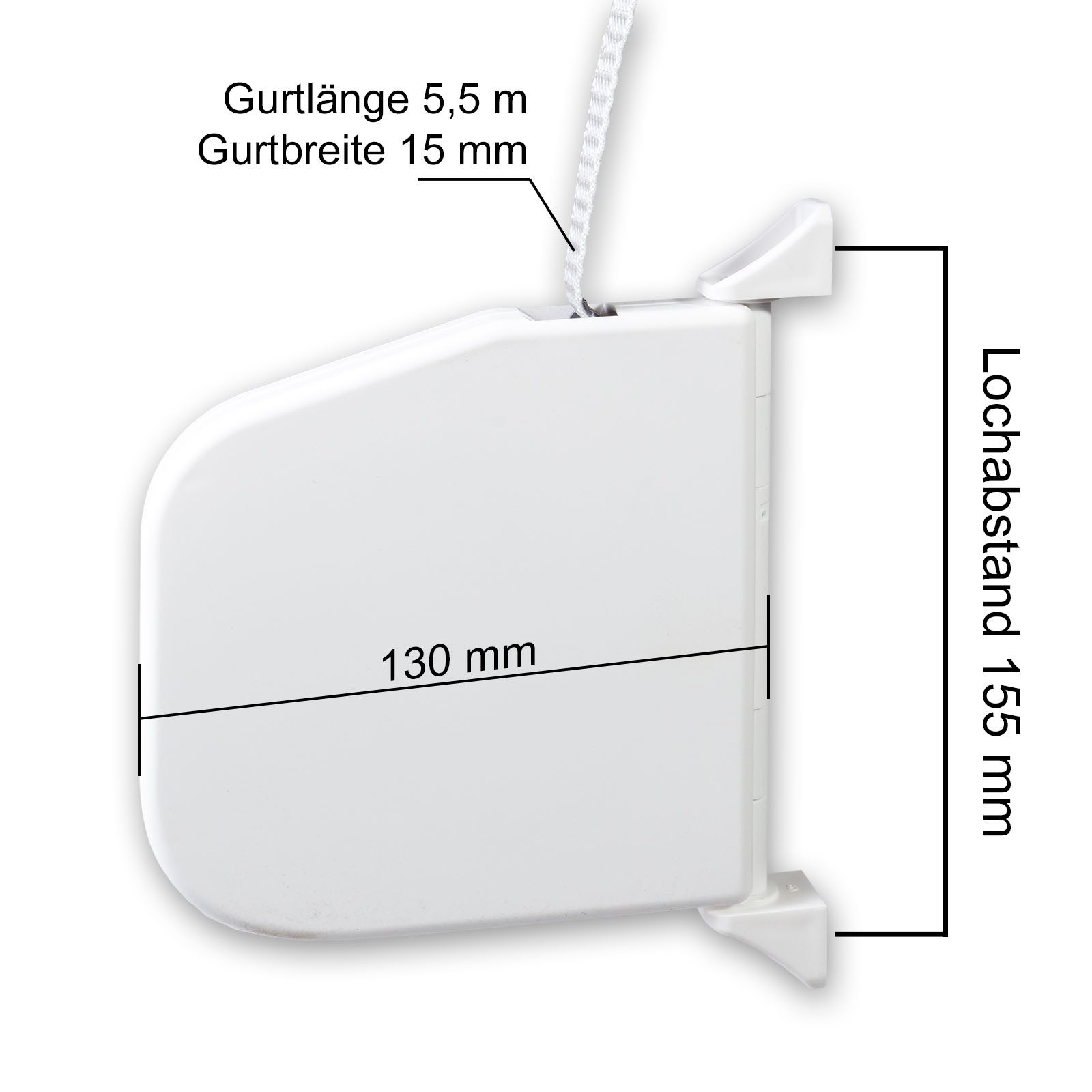 Inovatec Aufputz-Gurtwickler Rollladen Gurtwickler weiß aufklappbar Mini 5,5 m Gurtband, Gurtbreite 14 mm, 4-tlg.