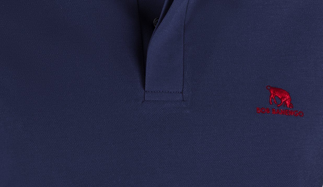 Modell Baumwolle, BOB BANENGO Herren Poloshirt Zeitloses 100% Piqué, Marineblau Design EMIL19