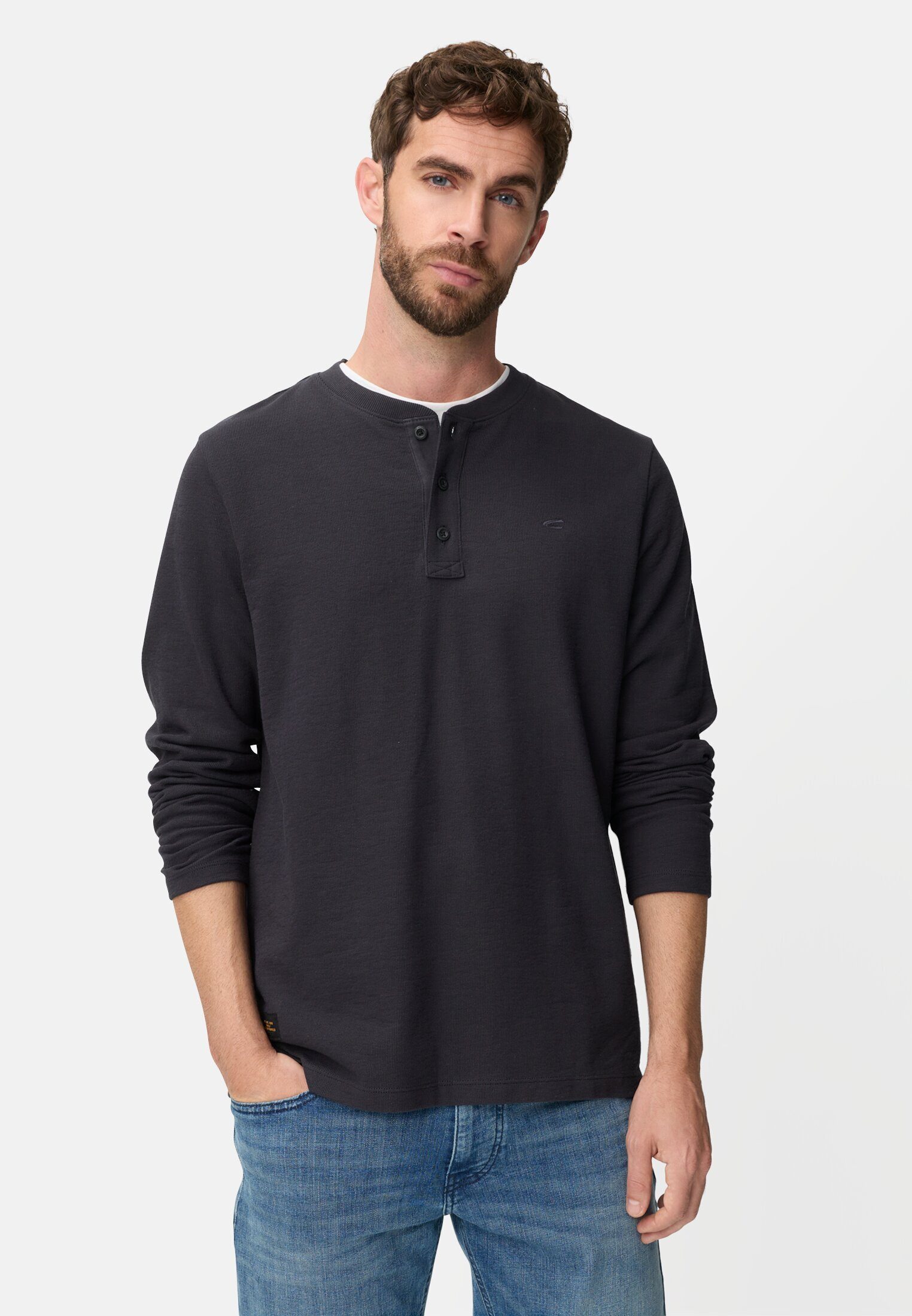 Henleyshirt mit Knopfleiste Langarm