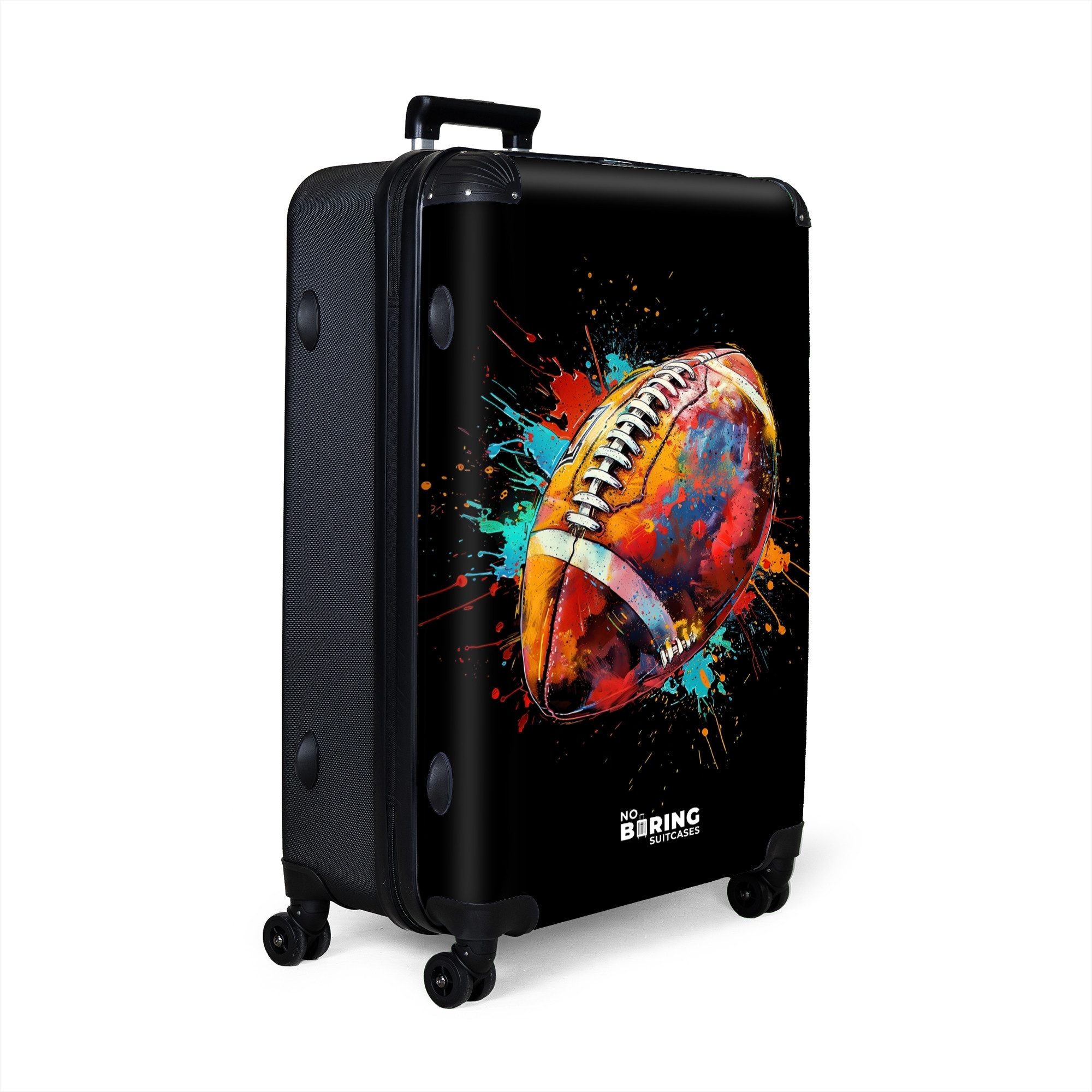 NoBoringSuitcases.com© Hartschalen-Trolley Rugbyball mit buntem Graffiti günstig online kaufen