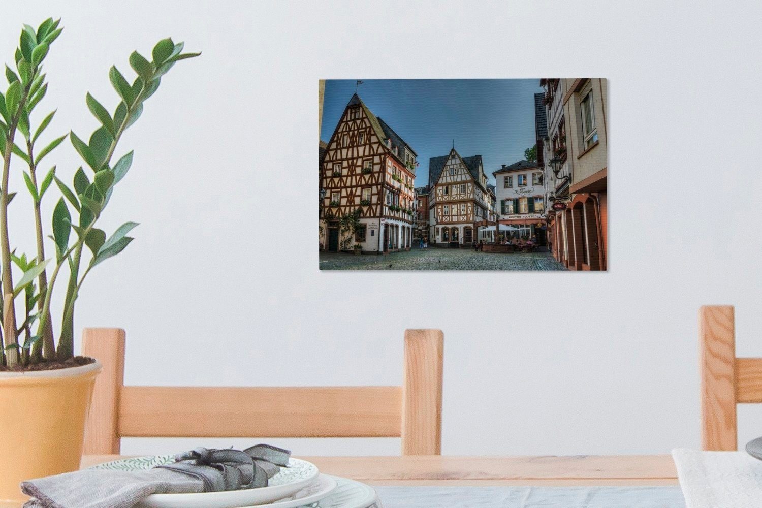 OneMillionCanvasses® Leinwandbild Alte Wandbild Häuser (1 cm Mainz, Deutschland, Wanddeko, in St), Aufhängefertig, Leinwandbilder, 30x20