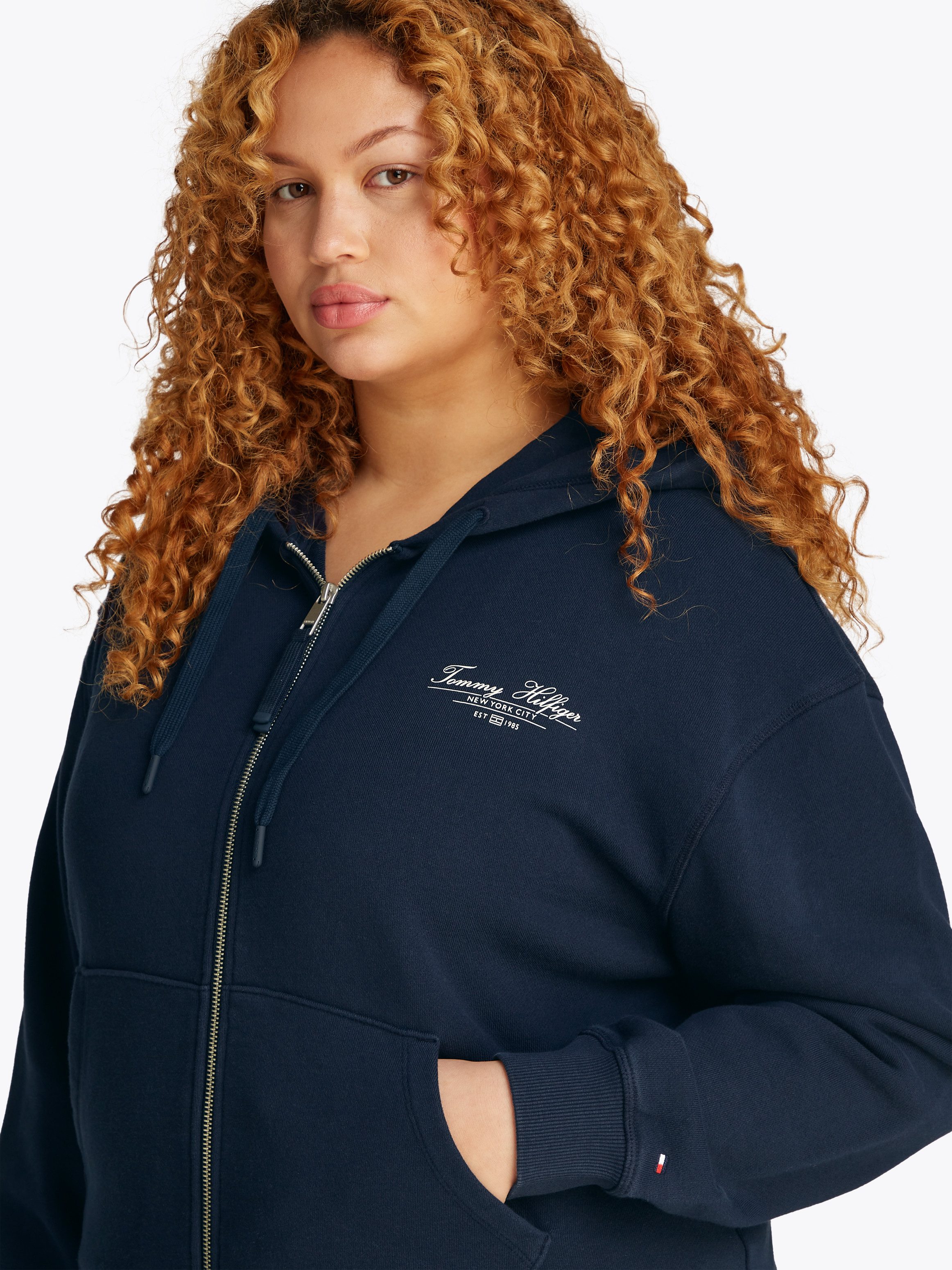 Tommy Hilfiger Curve Sweatjacke CRV REG SCRIPT ZIP HOODIE in Großen Größen, günstig online kaufen