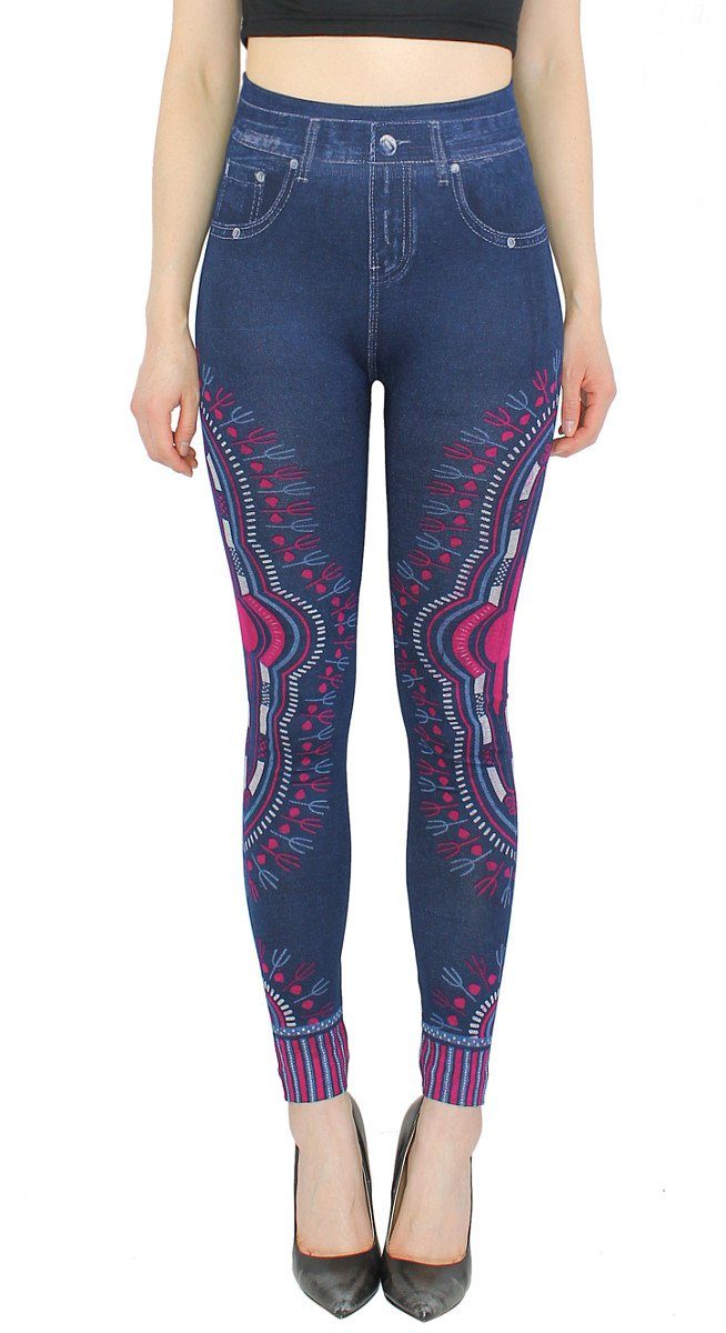 dy_mode Jeggings Damen Jeggings High Waist Leggings in Jeans Optik Bequem Jeansleggings mit elastischem Bund