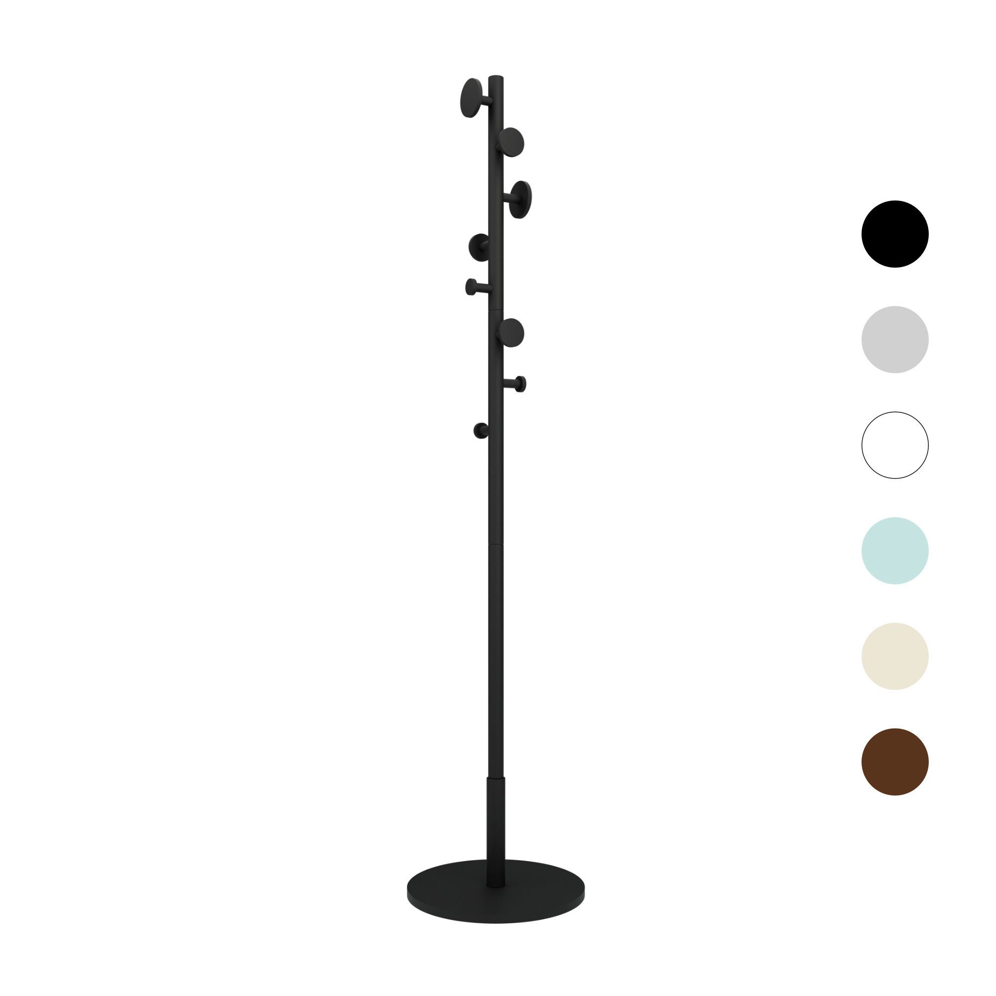 Hexim Garderobenständer, (Holz freistehend Schwarz – Kleiderständer 175cm mit 8 versetzten Haken – Moderne Standgarderobe & Flurgarderobe mit stabilem Stand, 3 Größen für Büro Praxis & Flur)
