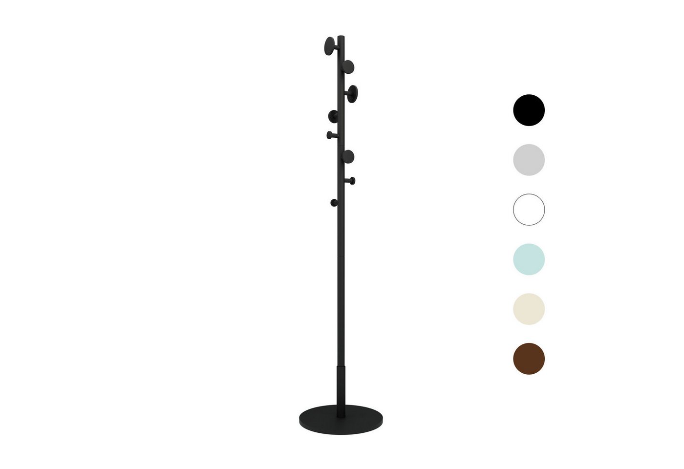 Hexim Garderobenständer, (Holz freistehend Schwarz – Kleiderständer 175cm mit 8 versetzten Haken – Moderne Standgarderobe & Flurgarderobe mit stabilem Stand, 3 Größen für Büro Praxis & Flur)