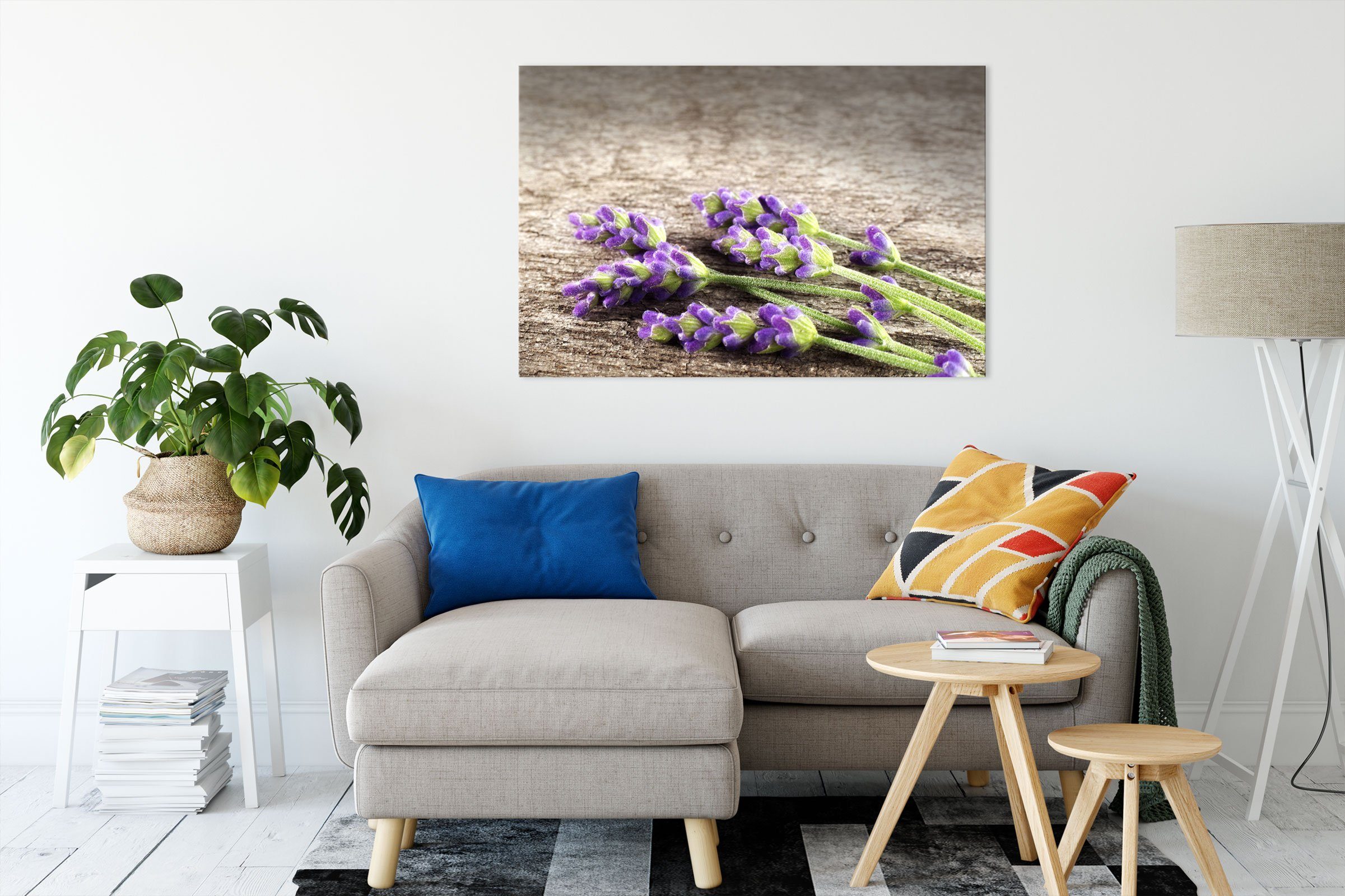 Pixxprint Leinwandbild Liegender frischer Lavendel, Liegender frischer Lavendel (1 St), Leinwandbild fertig bespannt, inkl. Zackenaufhänger