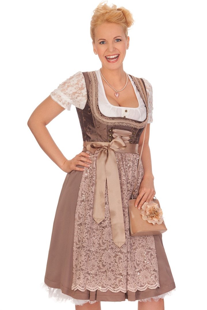 MARJO Dirndl Midi Dirndl 2tlg. - ROBERTA - nougat mehr