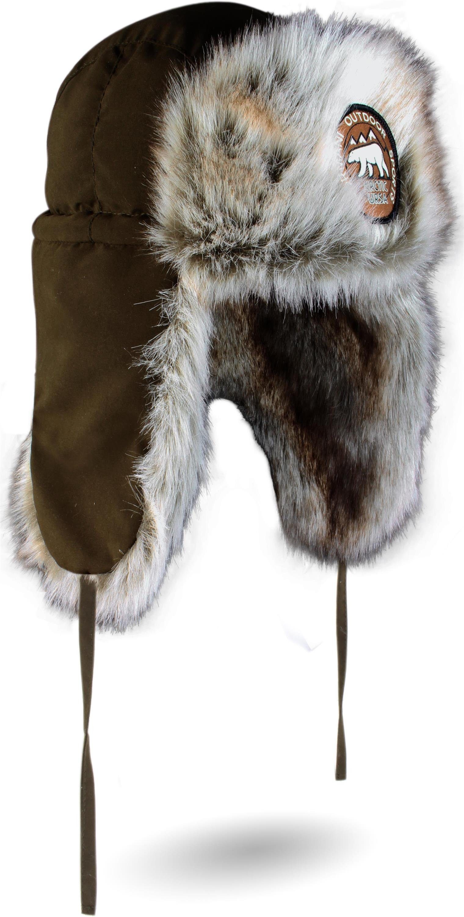 normani Fellimitatmützen Fellmütze Arctic Ursa Wintermütze Winterkappe Tschapka mit Ohren- und Nackenwärmer