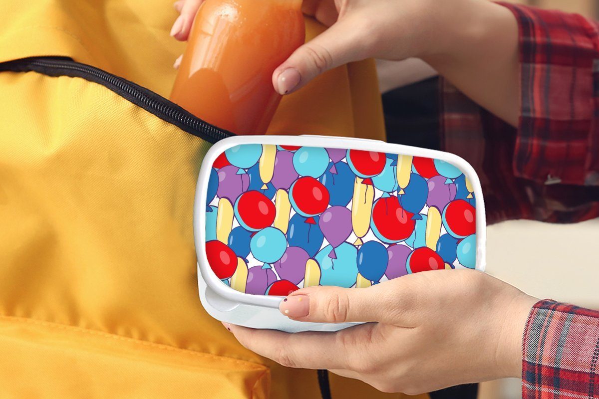 (2-tlg), Party, MuchoWow und weiß Luftballons Mädchen Brotdose, Lunchbox Jungs Kunststoff, Erwachsene, - für Kinder für Brotbox und