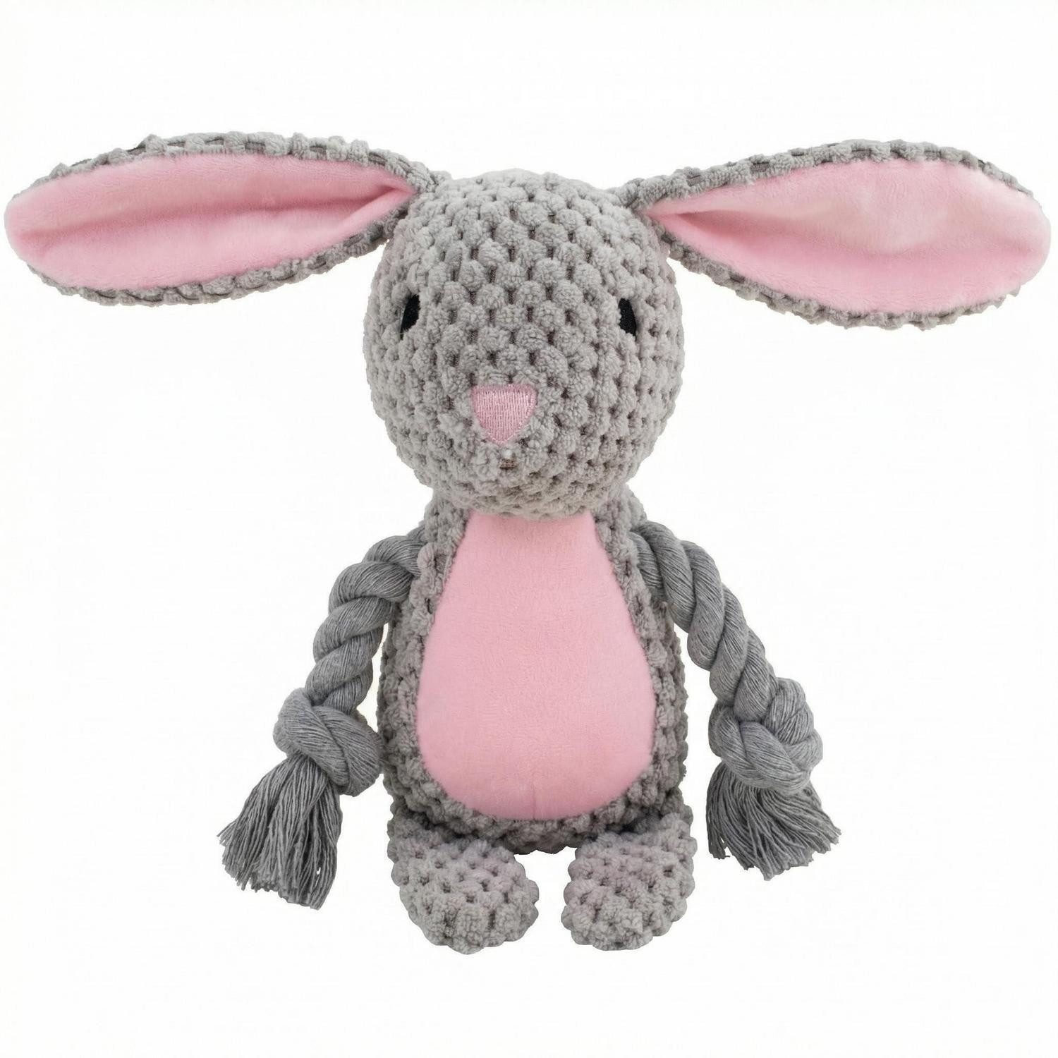 LuxusKollektion Zerrspielzeug Osterhase Plüsch Hundespielzeug Grau Rosa