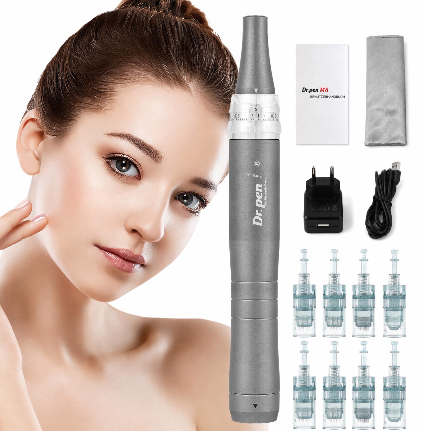 GARRYFIZH Dermaroller Microneedling Pen Derma Pen Dermapen Microneedling, Peeling, Entfernung von Sommersprossen und Gesichtspflege