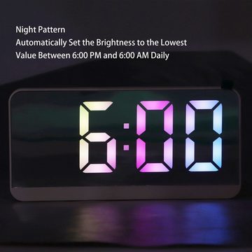 AUKUU Wecker Wecker Stilvoller Weißer Digitaler Wecker mit LED-Spiegelanzeige-Große Bildschirm Elektronische Uhr für Zuhause
