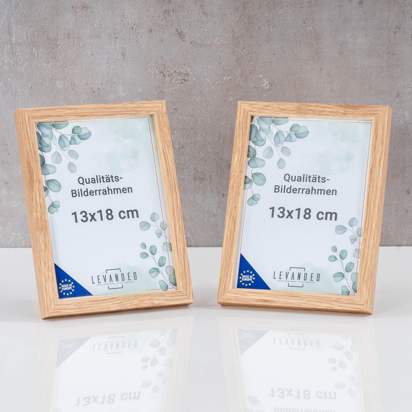 Levandeo® Bilderrahmen, 2er Set Portrait Bilderrahmen Made in EU 13x18 Eich günstig online kaufen