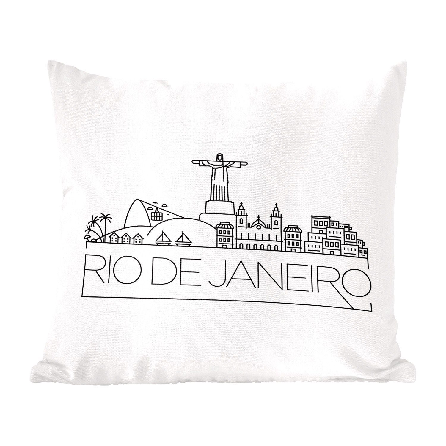 de Janeiro" "Rio Deko, Dekokissen weißem für Hintergrund, auf Füllung Wohzimmer, mit MuchoWow Zierkissen Sofakissen Skyline Schlafzimmer,