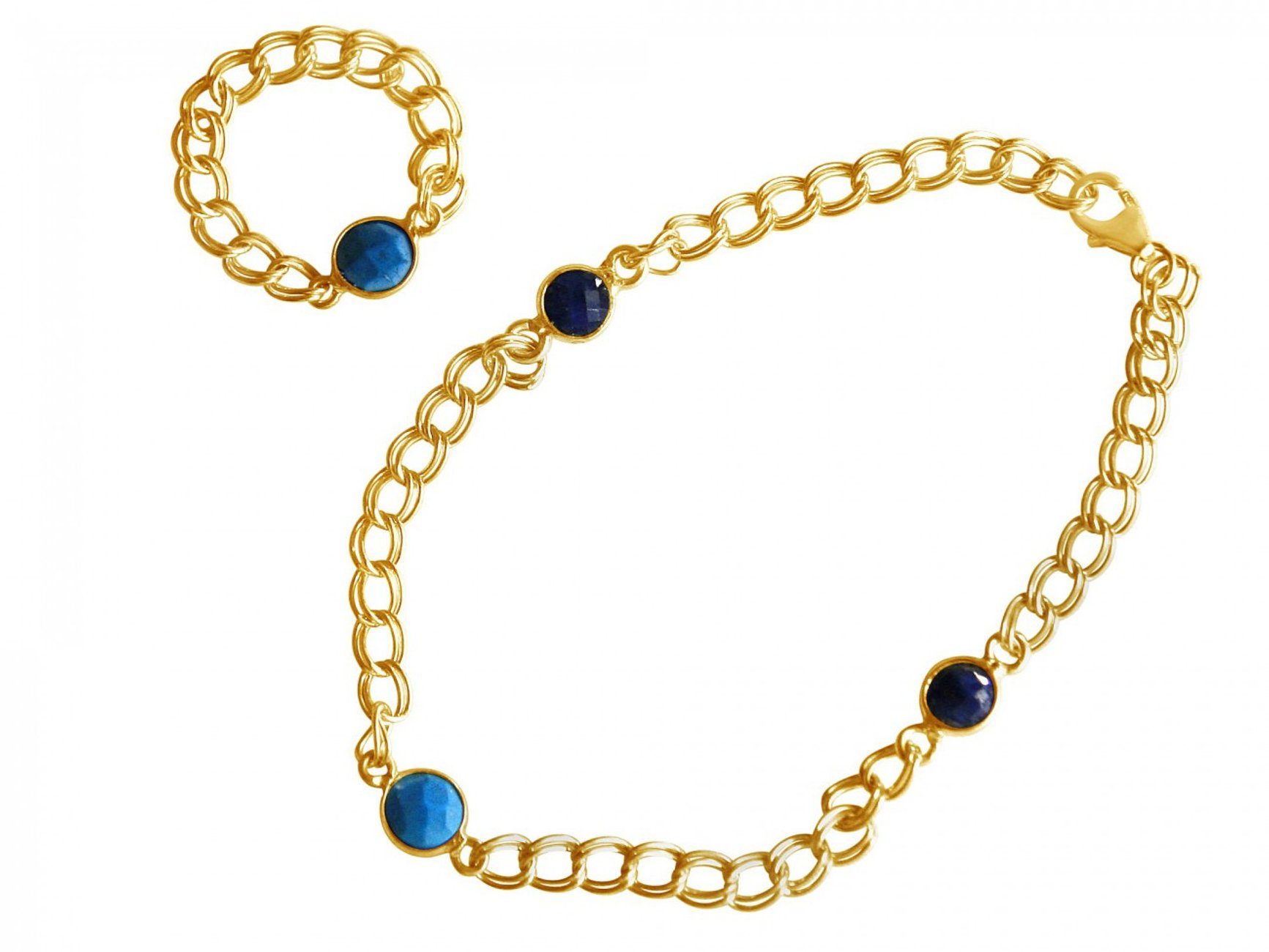 Gemshine Damen Armband Vergoldet Türkis Blau Facettiert 19 cm 