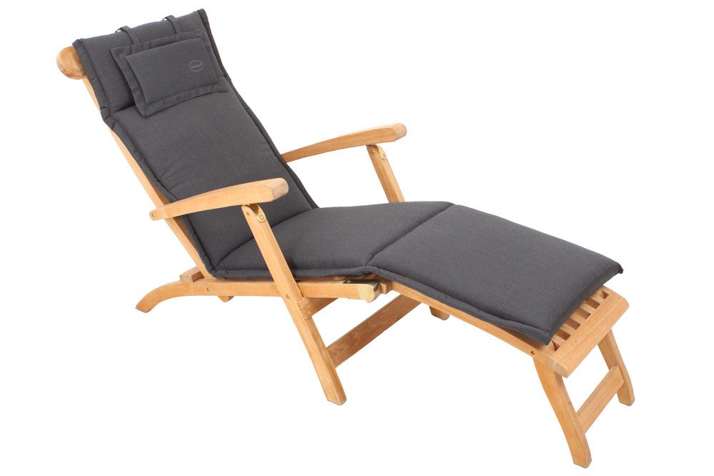 riess-ambiente Liegenauflage ROG 45x186cm anthrazit – Sitzkissen, Polster-Auflage, (Einzelartikel, 1 St), bequemes Outdoor-Auflagekissen – ideal für Deckchair & Gartenliege
