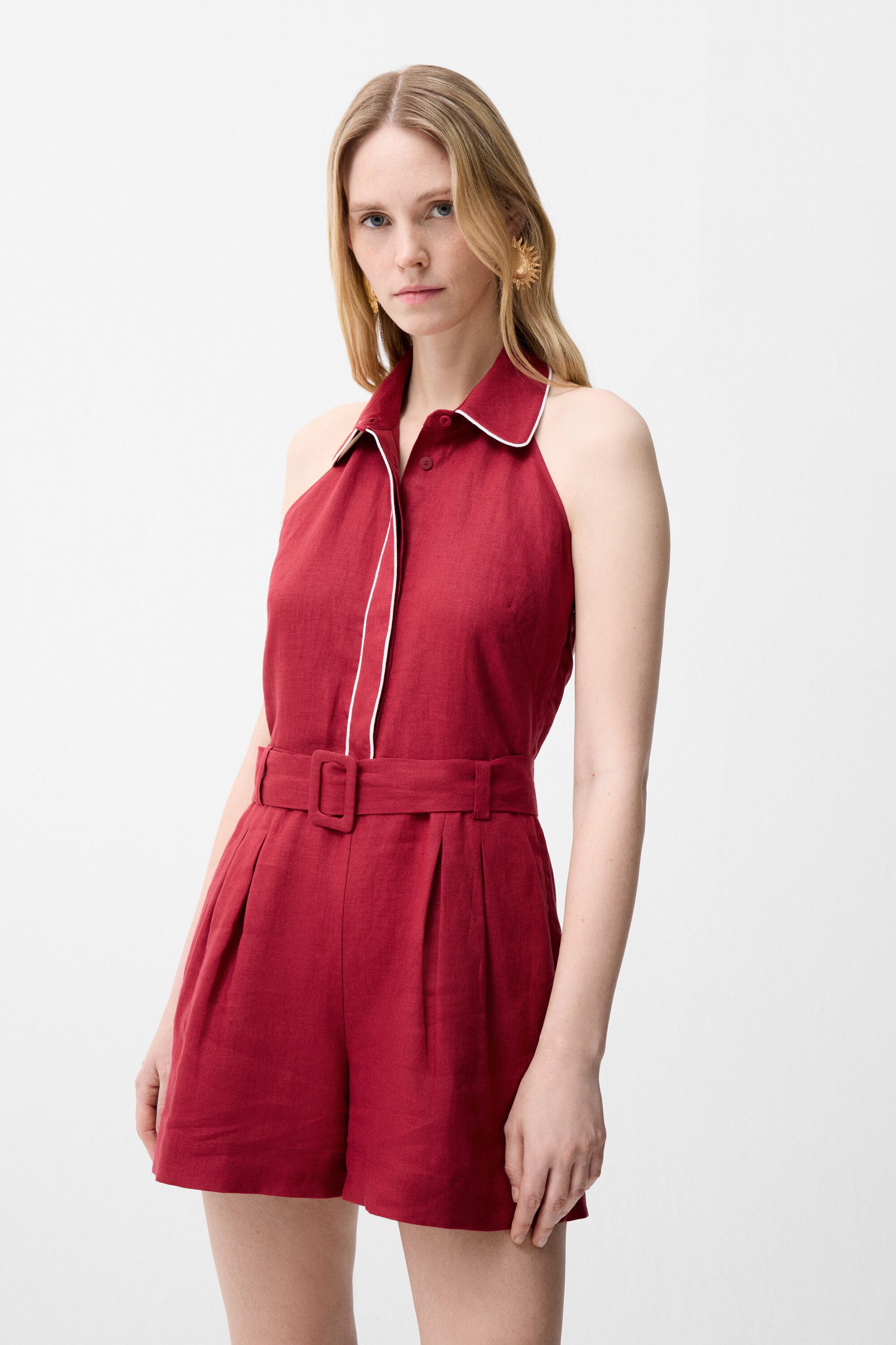adL Jumpsuit Neckholder-Jumpsuit mit Gürtel
