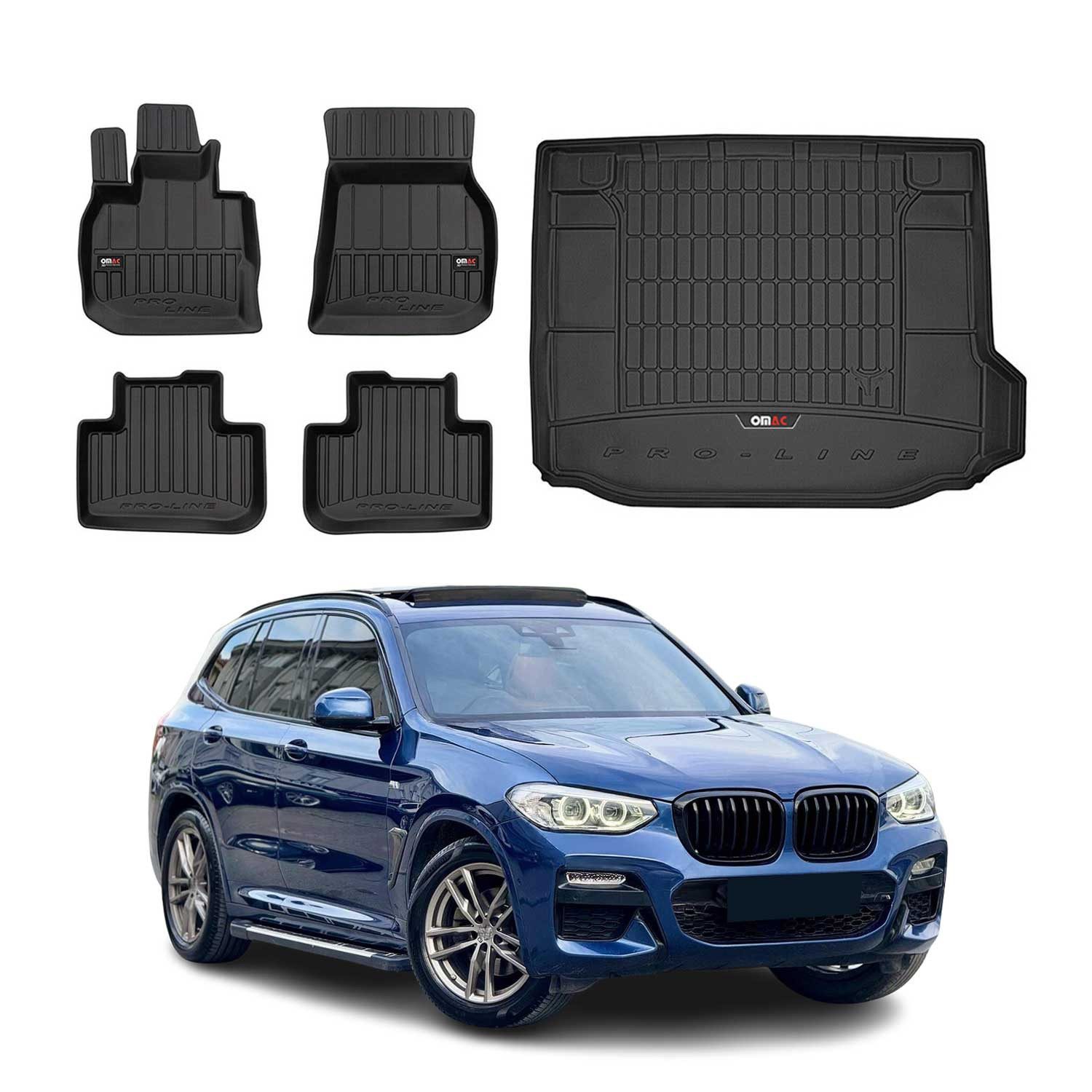 OMAC Auto-Fußmatten OMAC Fußmatten & Kofferraumwanne Set für BMW X3 G01 2017-2024 Gummi (5 St), für BMW X3 G01 2017-2024 BMW X3 G01 2017-2024, Einfache Installation,Antirutsch,Leicht zu reinigen