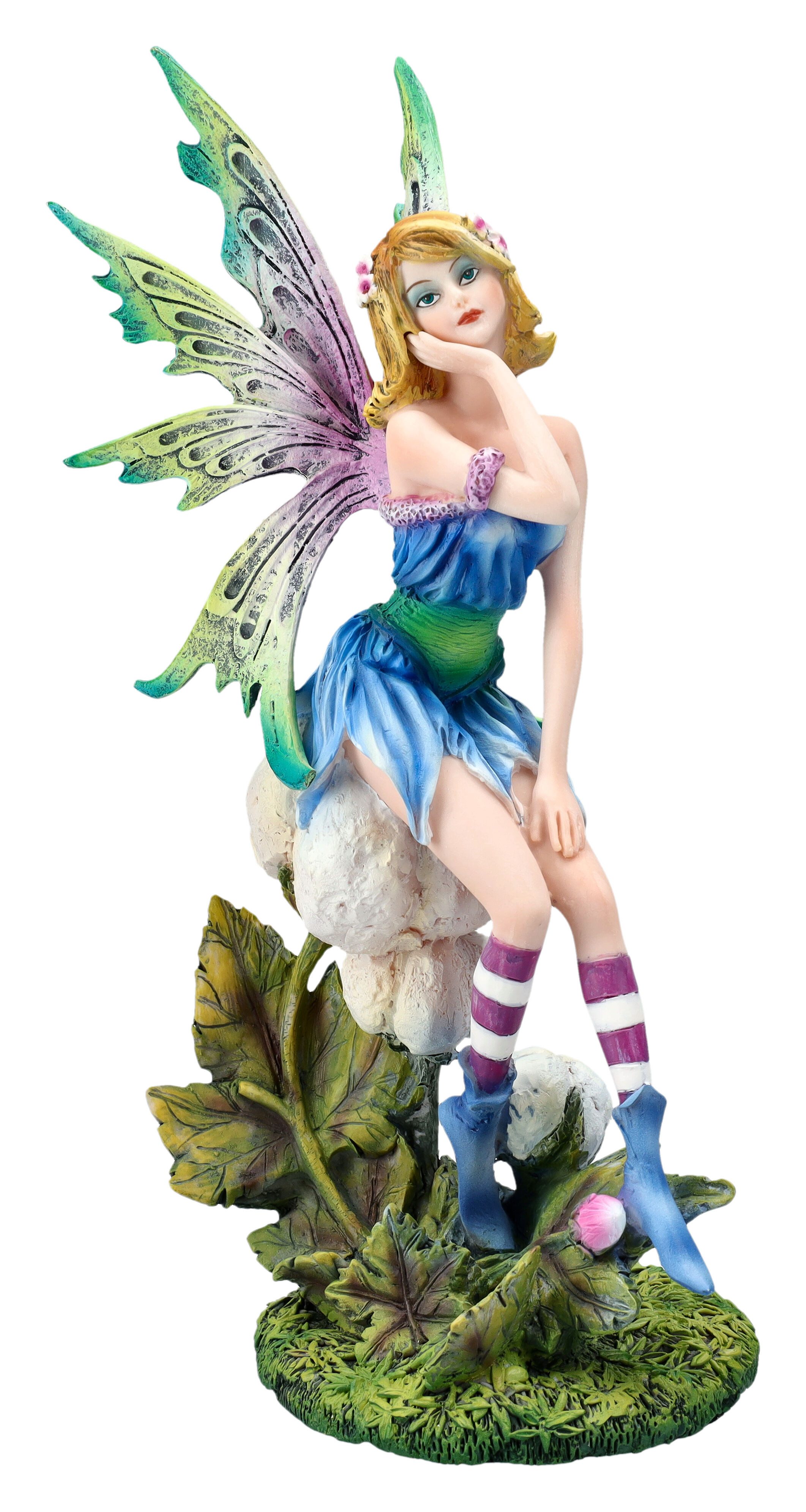 Figuren Shop GmbH Fantasy-Figur Elfenfigur - Bluey nachdenklich - Fantasy Dekoration Dekofigur Elfe