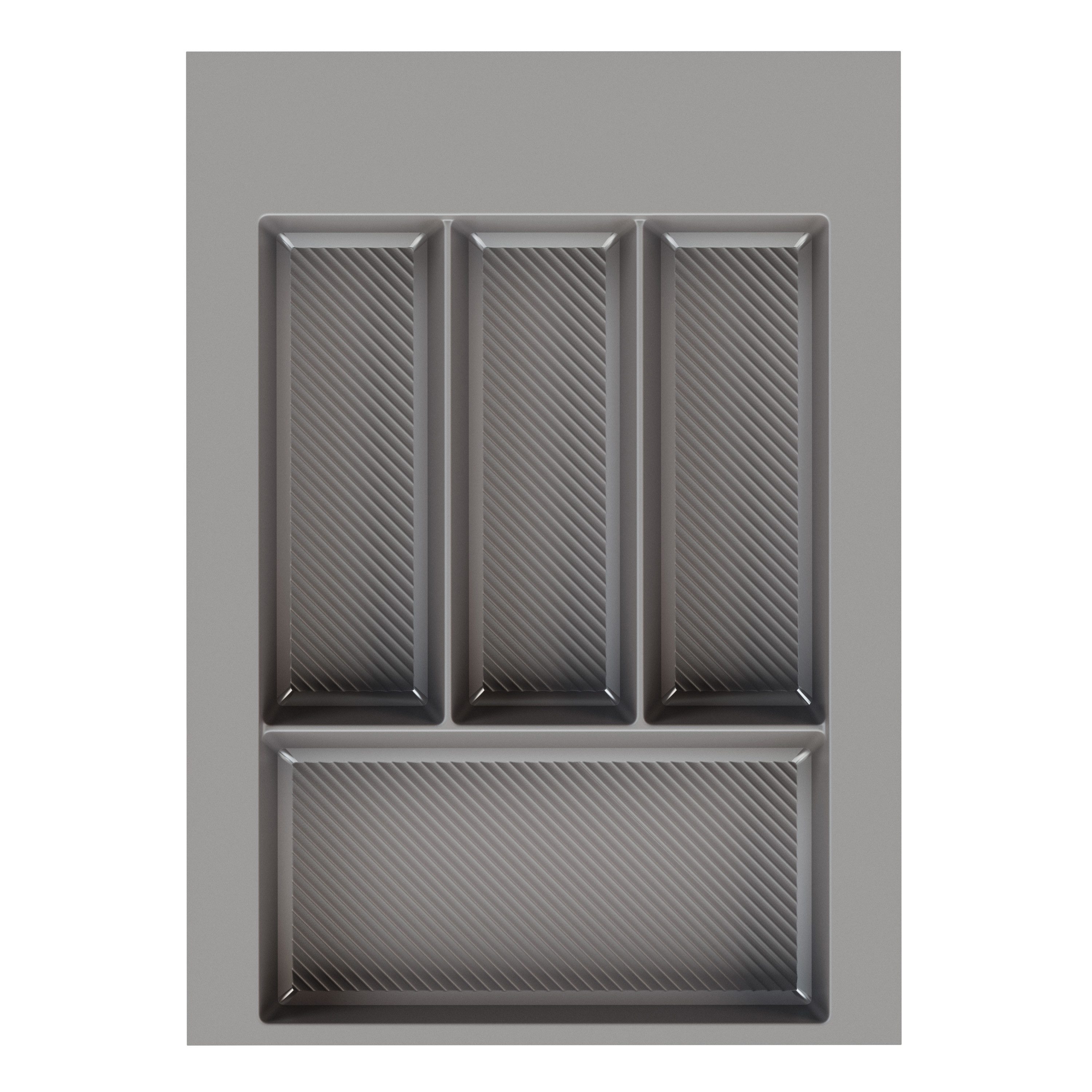 sossai® Besteckeinsatz Besteckkasten für Schubladen 40-90cm in Anthrazit, 35x49cm, 4 Fächer