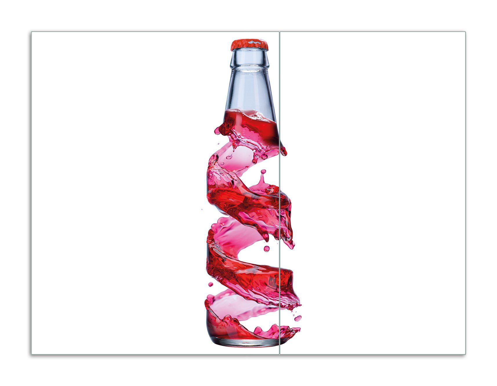 (Glasplatte, roter tlg., Herd-Abdeckplatte 5mm Noppen), 2 inkl. Wirbelsturm, mit ESG-Sicherheitsglas, Größen verschiedene Brause Flasche - Wallario