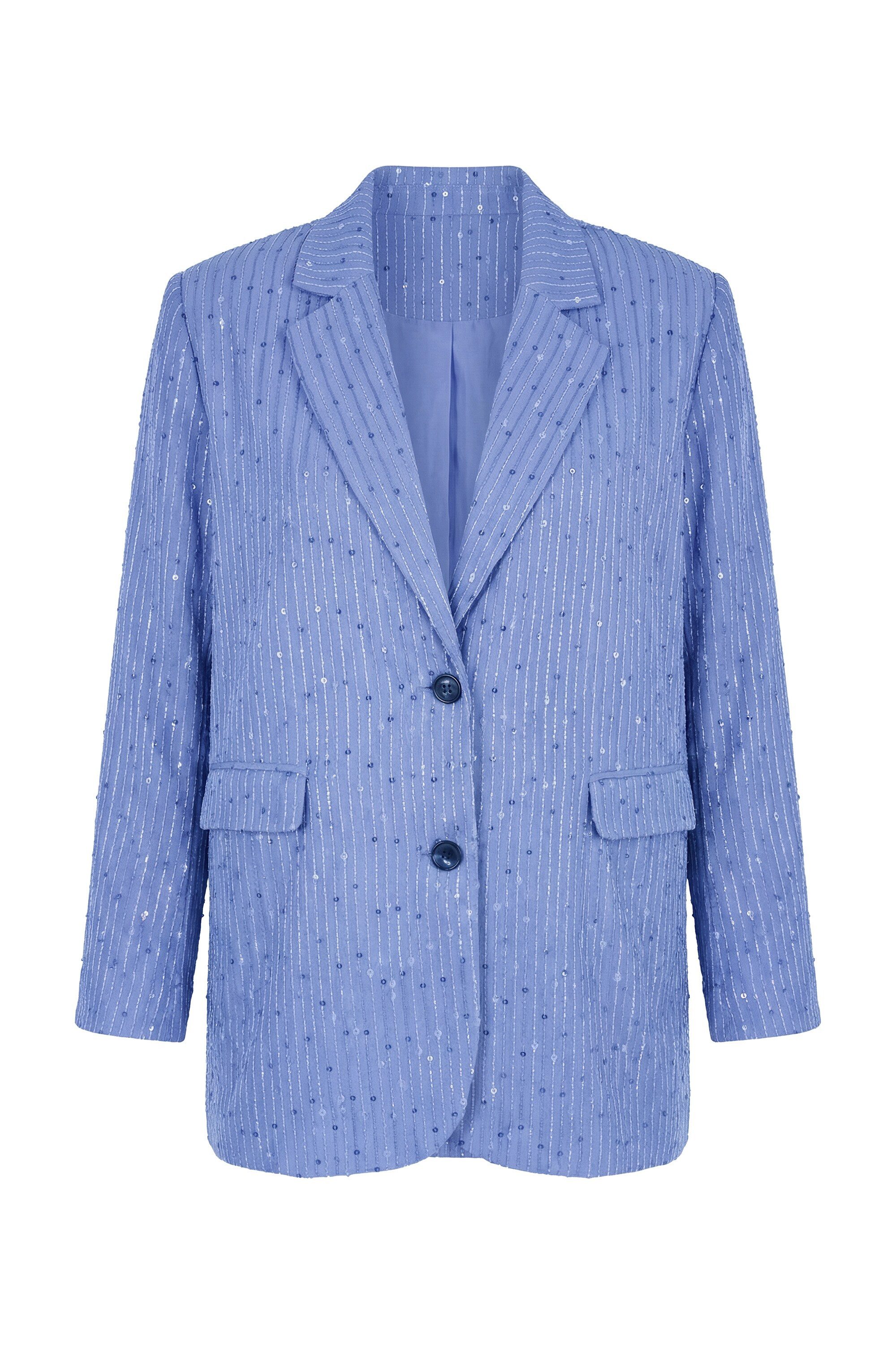 Studio Untold Blusenblazer Blazer oversized Pailletten-Streifen