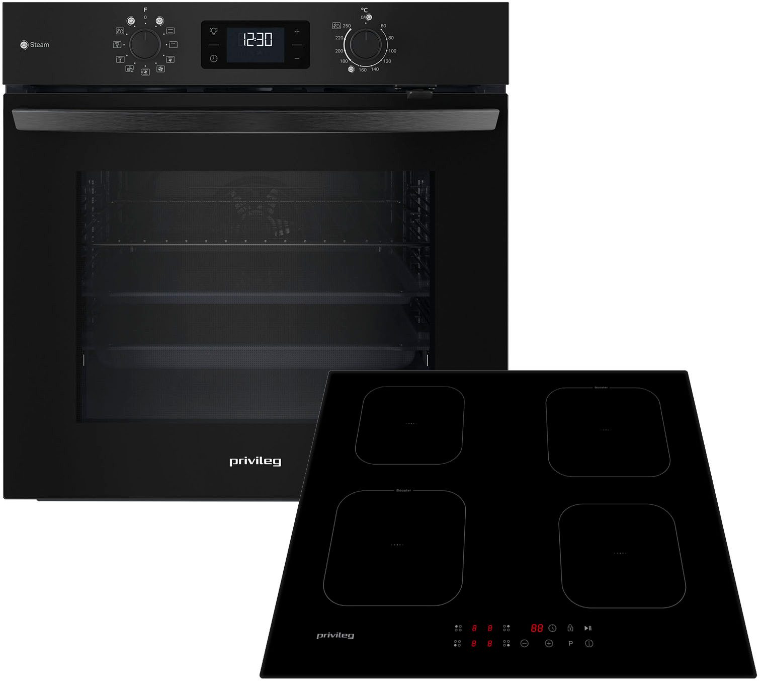 Privileg Backofen-Set BAKO Turn&Go Steam 620, mit Teilauszug, Hydrolyse, Hydrolyse - schnelle und mühelose Reinigung mit der Kraft des Dampfes