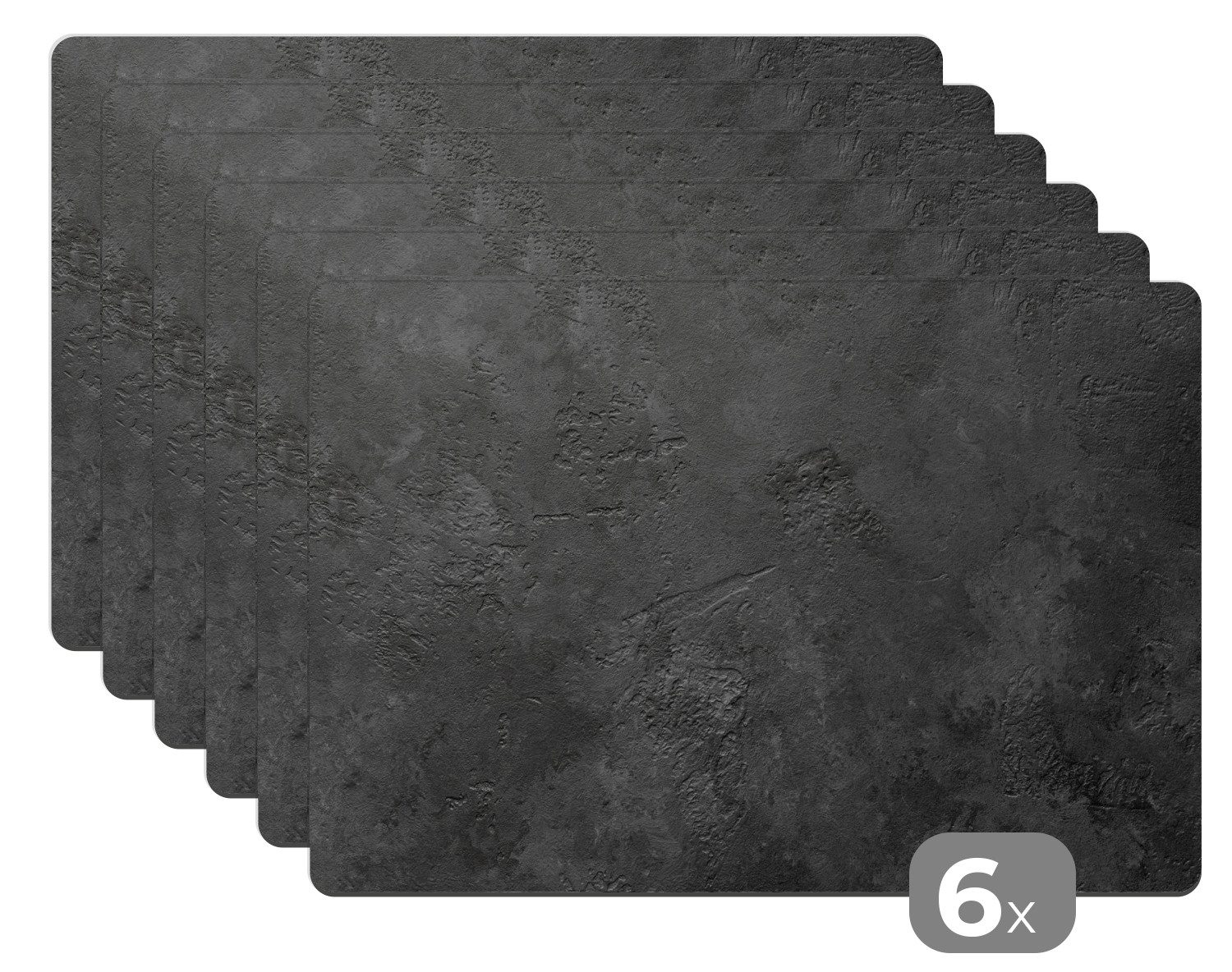 MuchoWow Platzset Beton - Druck - Industriell - Schwarz - Grau, (6-St), Platzsets, Tischset, Abwaschbar, Tischsets, Platzdeckchen