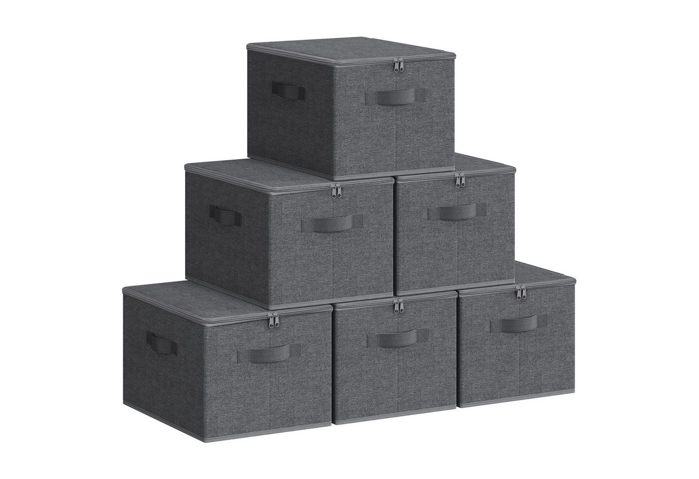 SONGMICS Aufbewahrungsbox Aufbewahrungsboxen, mit Deckel, faltbare Stoffbox mit Griffen, 6er Set, 40 x 30 x 25 cm, Vliesstoff