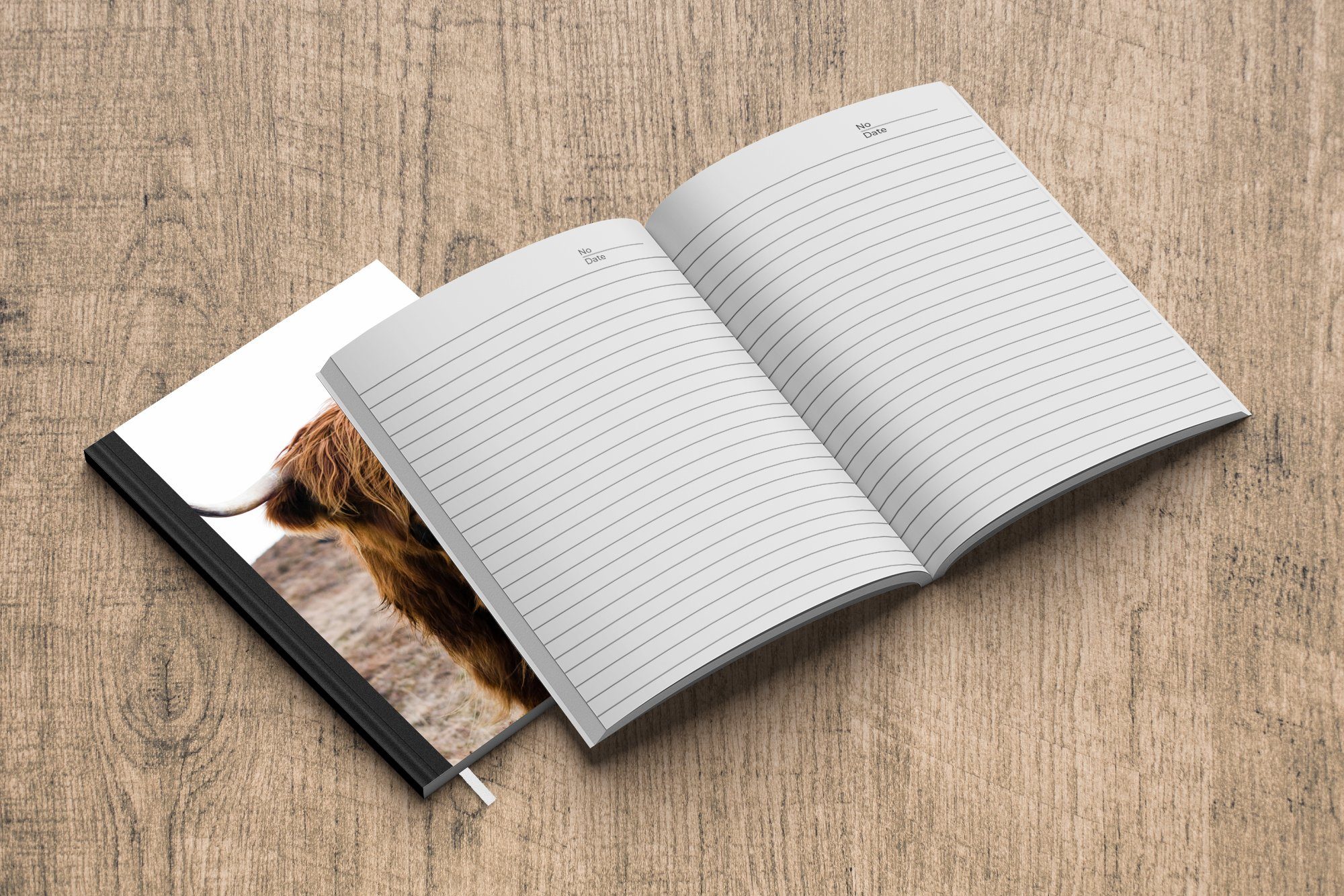 - Tiere Journal, Tagebuch, Haushaltsbuch Kuh Notizheft, Schottische Notizbuch - - Seiten, A5, - Landschaft - Natur, MuchoWow Braun 98 Highlander Merkzettel,