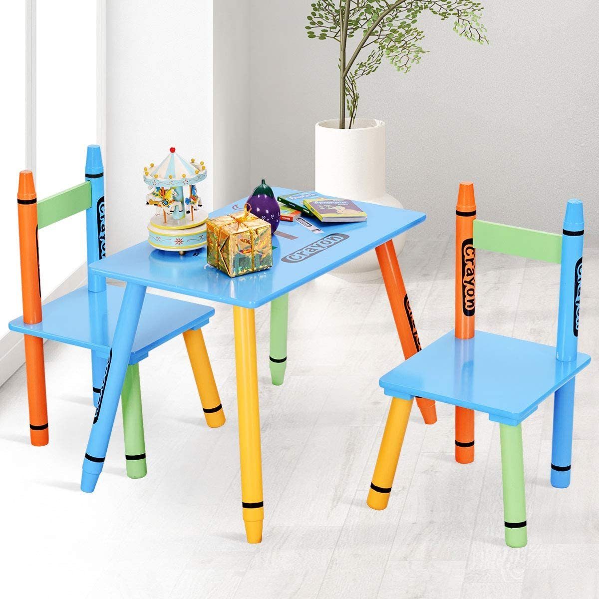 COSTWAY Kindertisch »Sitzgruppe« (3St), Kinder, 3tlg. Kindersitzgruppe