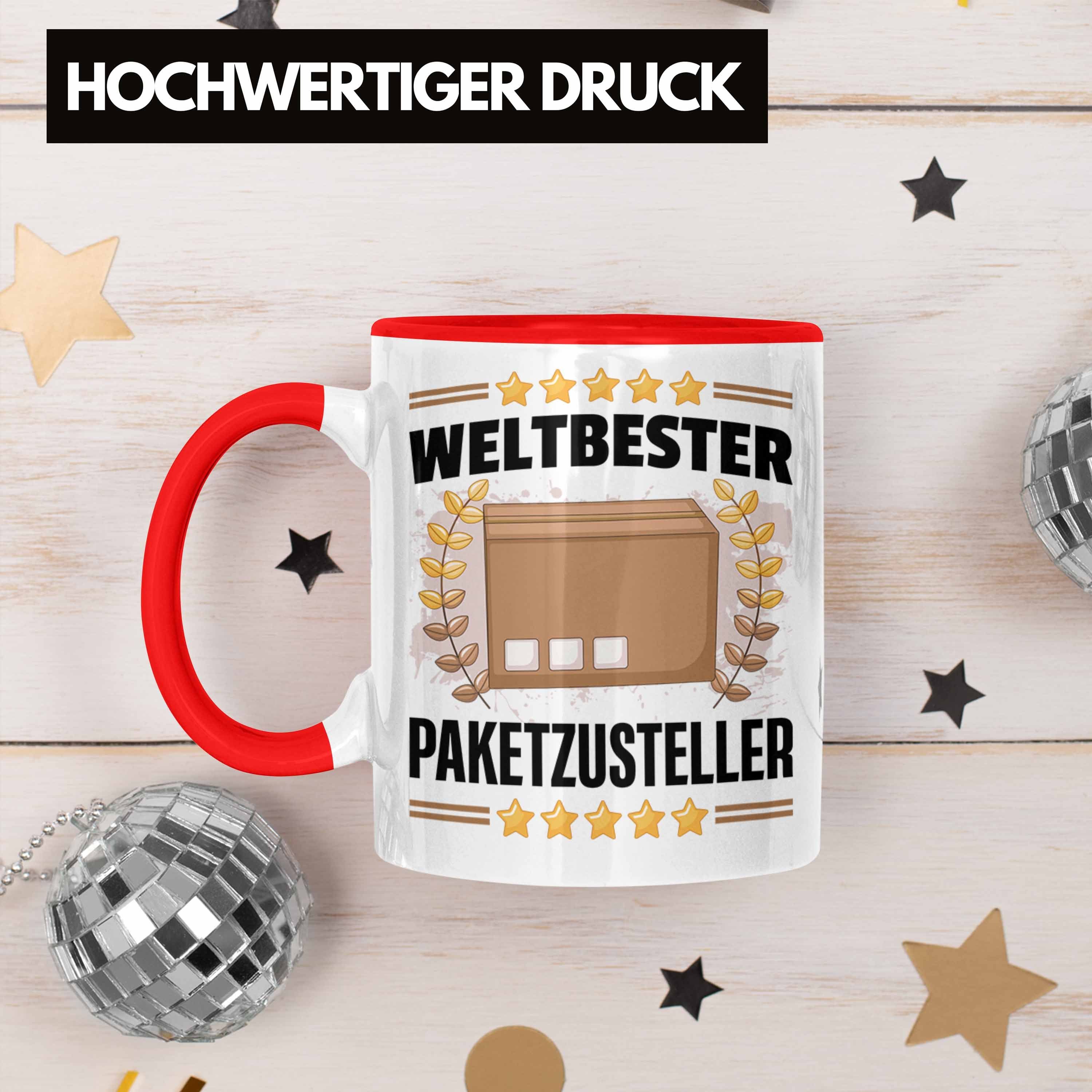 Rot Postbote Tasse Paketzusteller Trendation Spruch Tasse Weltbester Paketbote Geschenkidee