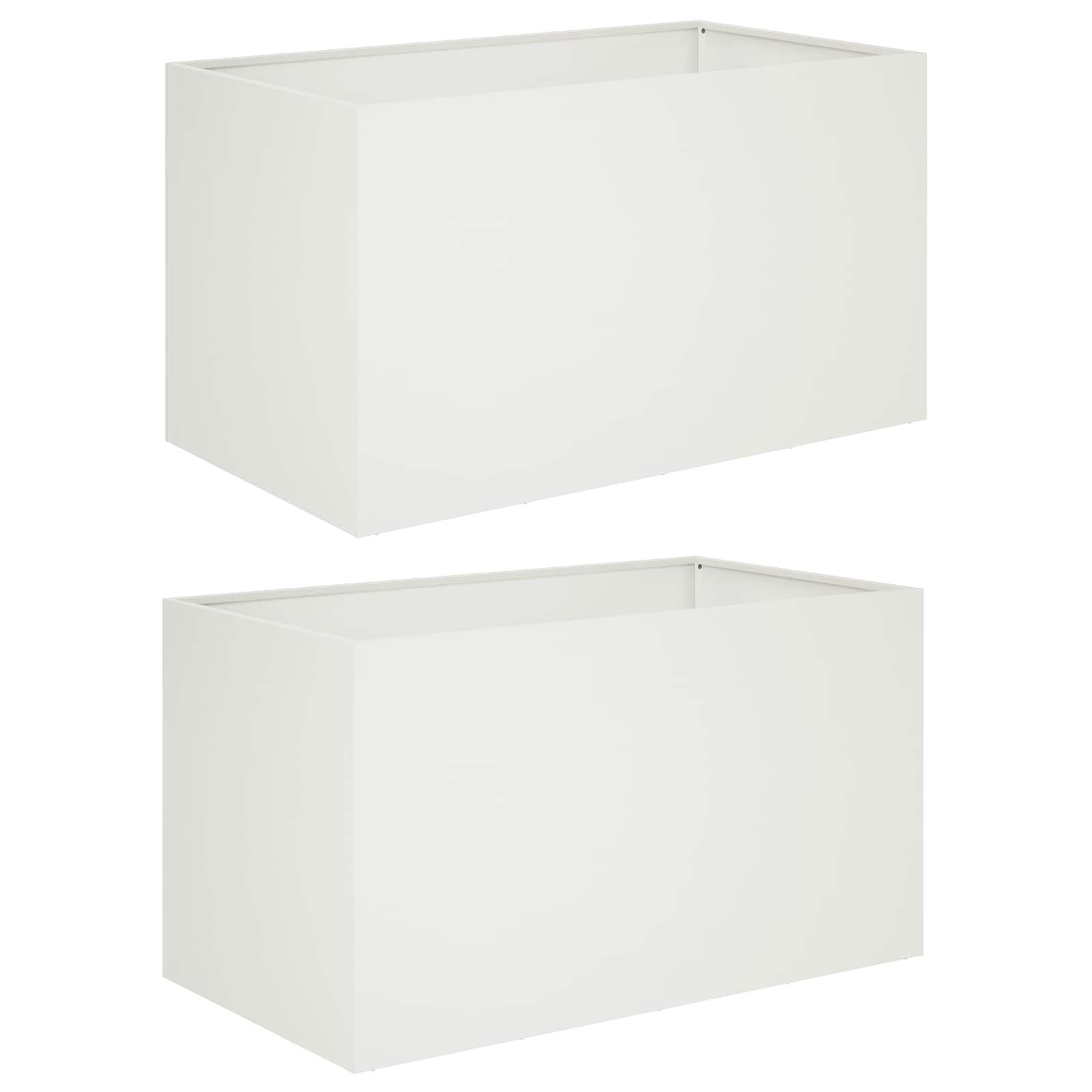vidaXL Blumentopf Garten-Pflanzgefäß 2 stk. Weiß 80 x 50 x 50 cm (2 St)