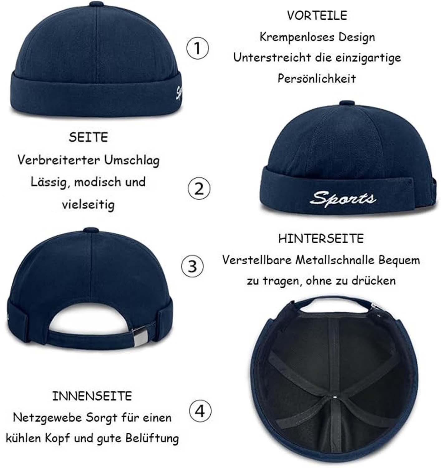 Zaewry Dockermütze Männer Docker-Mütze Seglerstil Ohne Schirm - Verstellbare Fischer – Bild 5 von 5