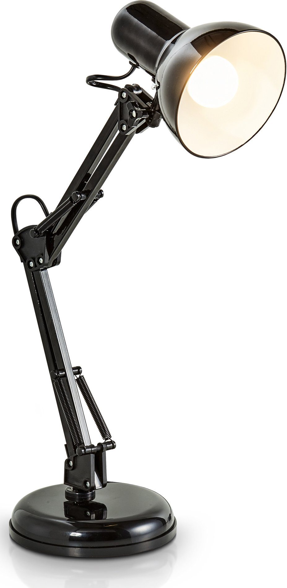 B.K.Licht Tischleuchte BK_TL1080 Retro Schreibtischlampe, mit Gelenk-Arm, Metall, Schwarz, ohne Leuchtmittel, Leselampe, E14-Fassung, ohne Leuchtmittel (max. 40W) | Tischlampen