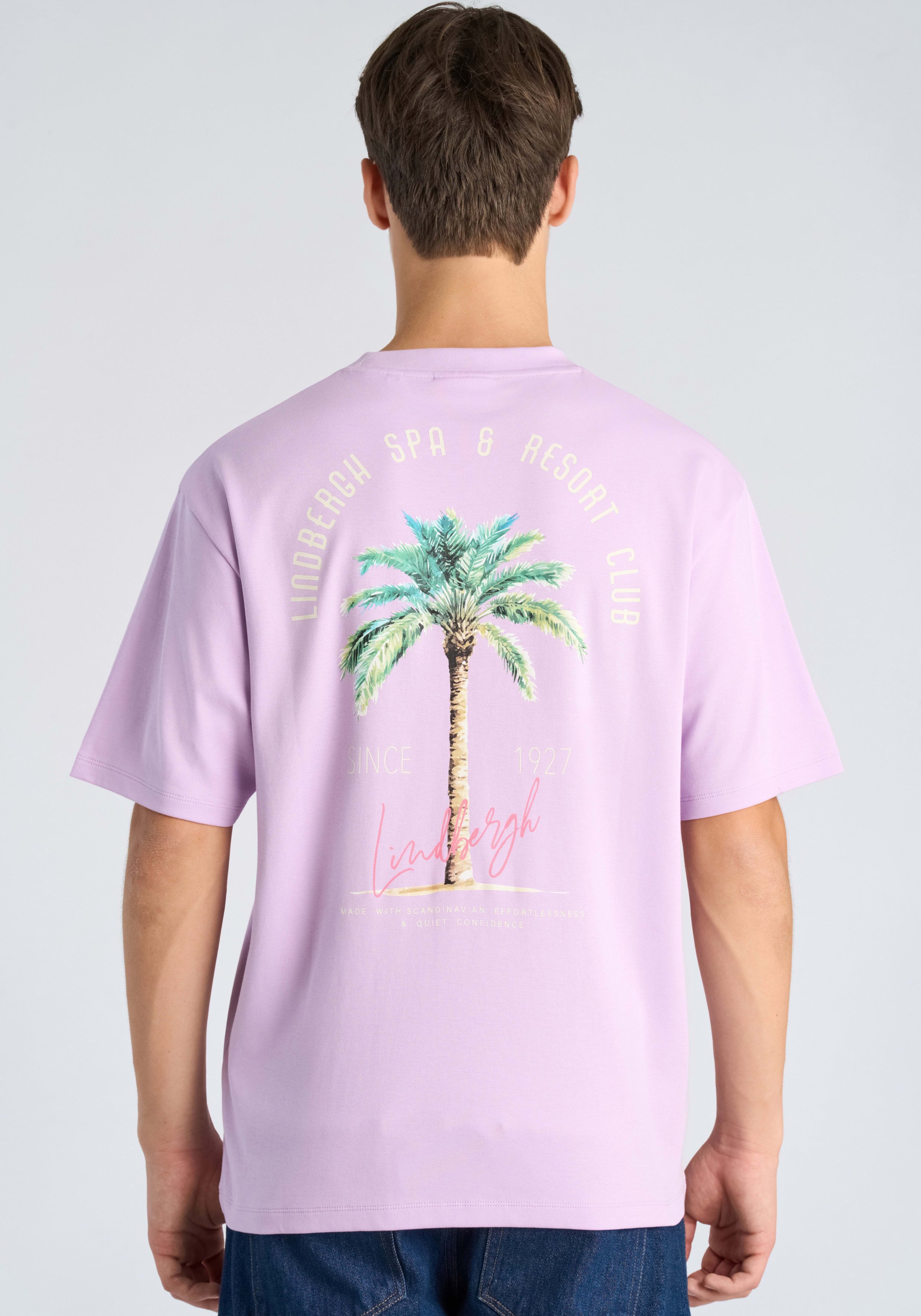 LINDBERGH Kurzarmshirt Sommershirt mit großem Rückenprint / kleinem Frontprint