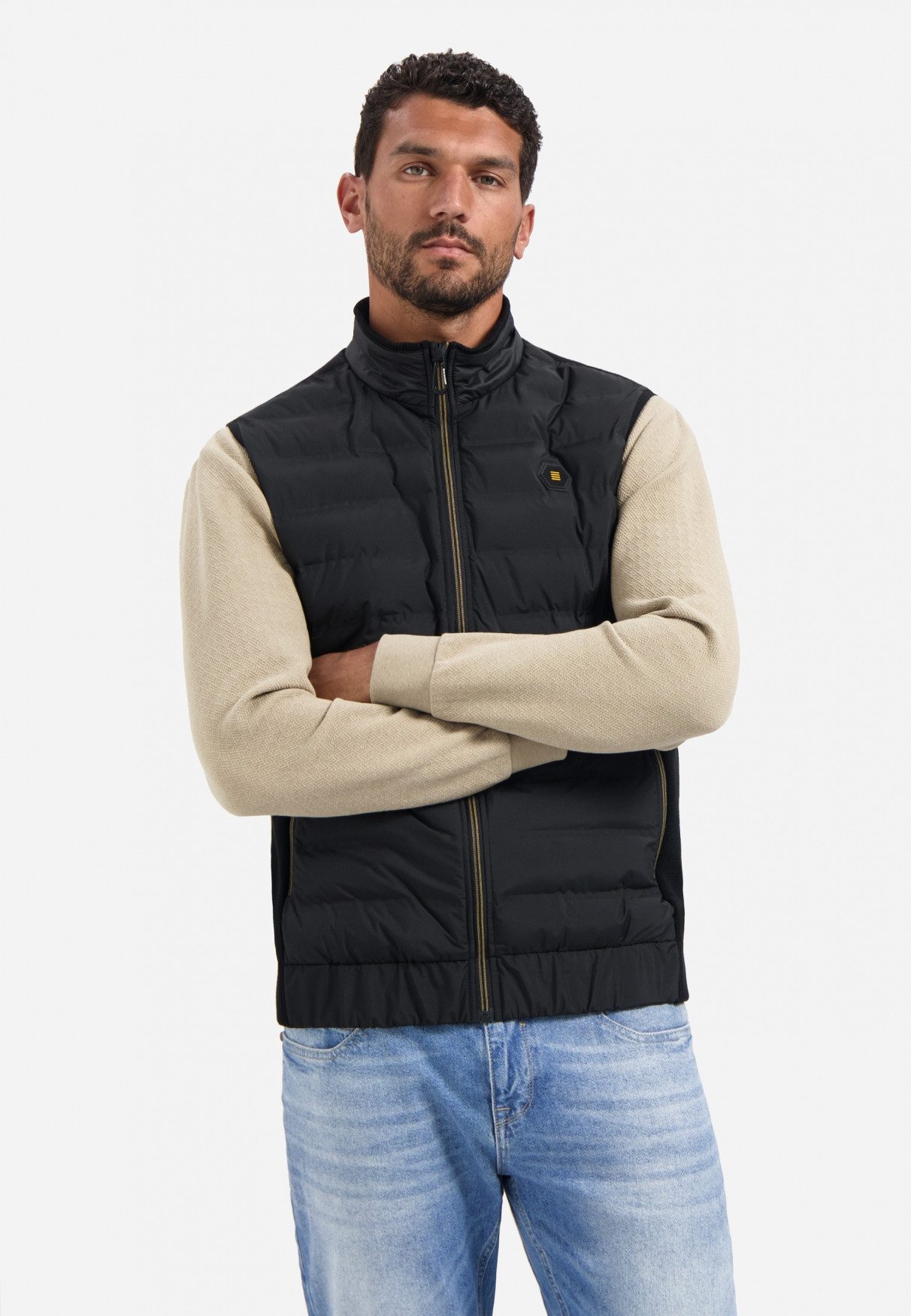 NO EXCESS Steppjacke No Excess Gesteppte Weste Bodywarmer Padded Sealed Mix With Knit