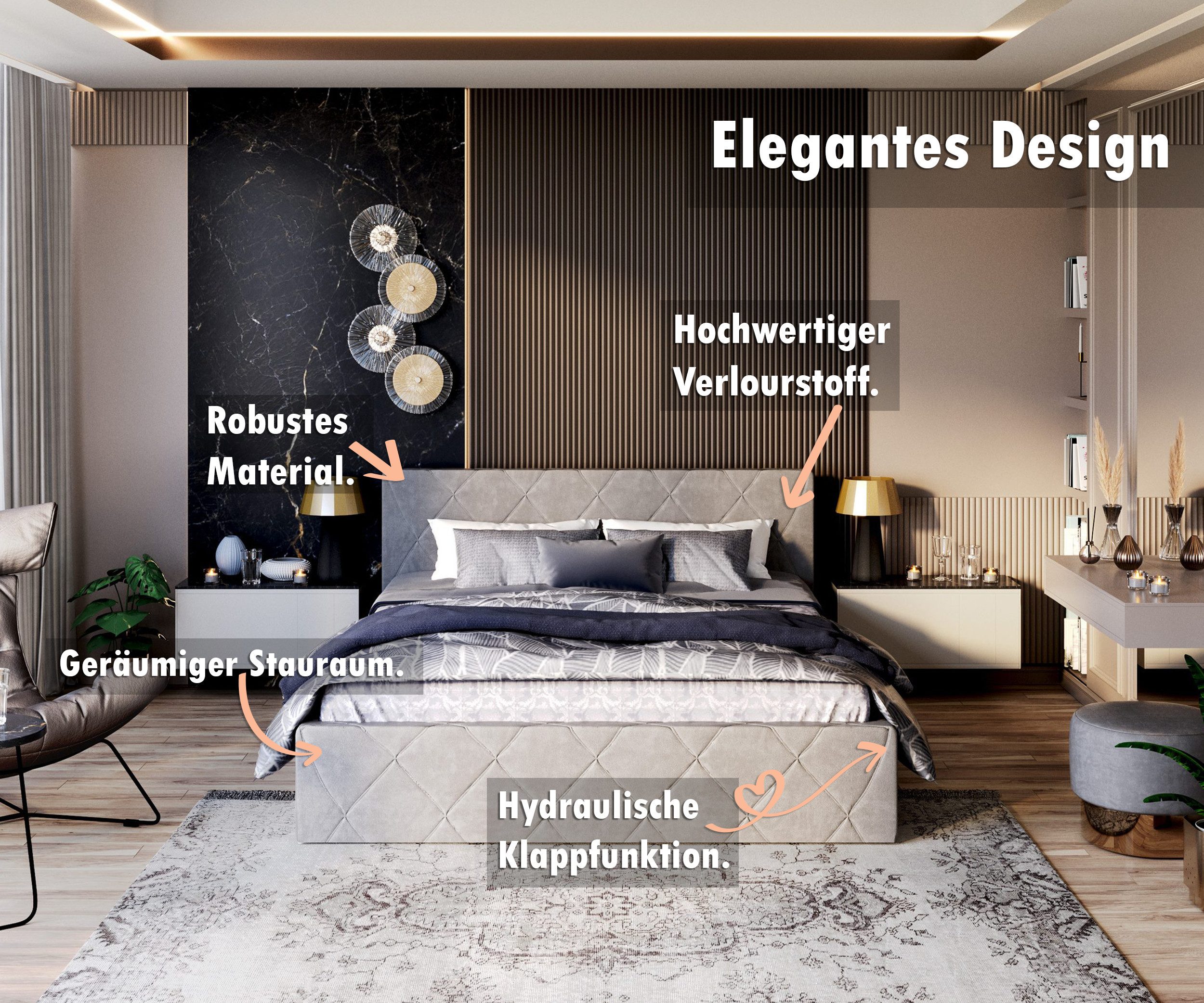 thematys Polsterbett Velours 90x200, 120x200, 140x200, 160x200, 180x200cm B günstig online kaufen