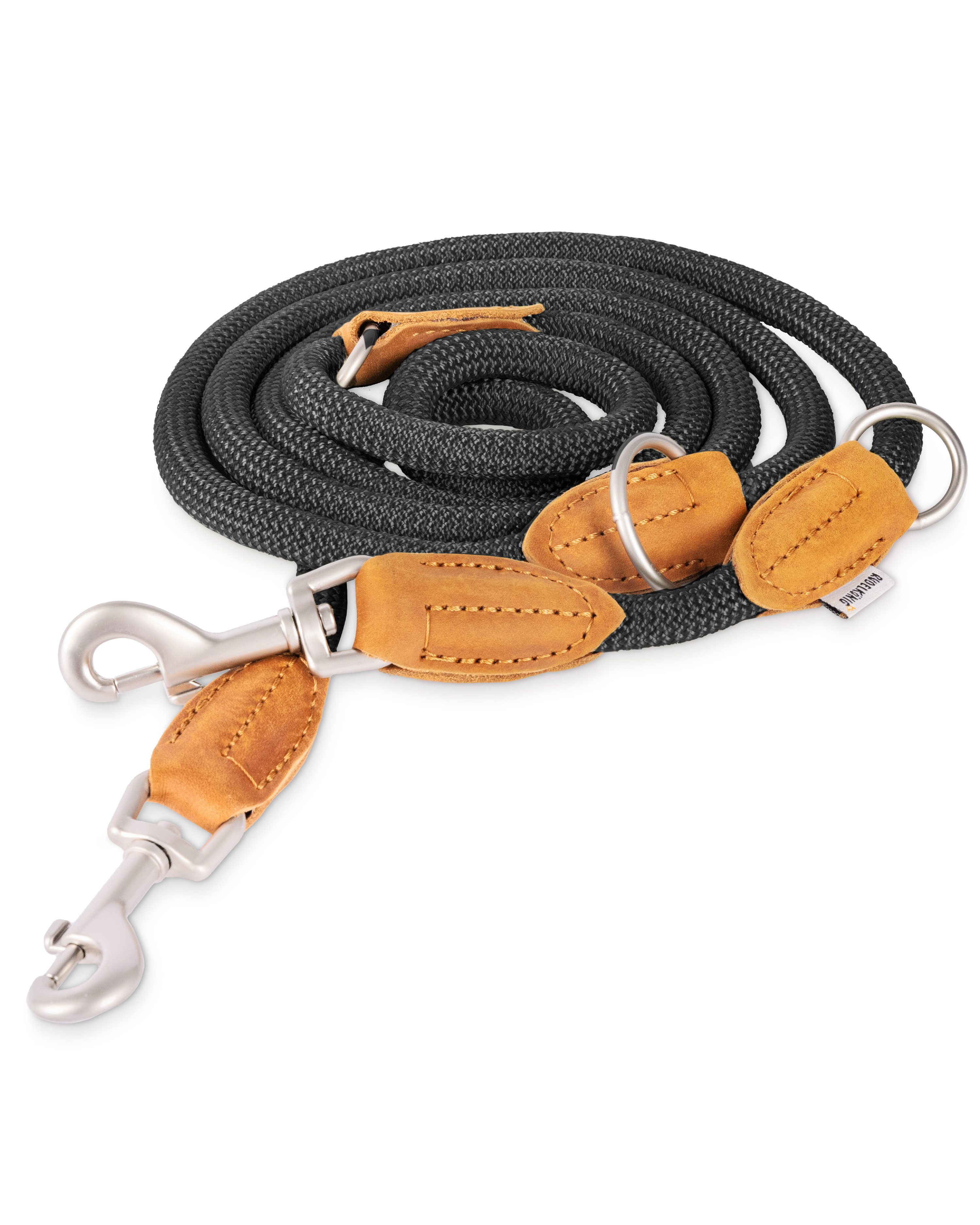 Hundeleine Hundeleine 2,25m mit Leder, Elegante Führleine für große Hunde