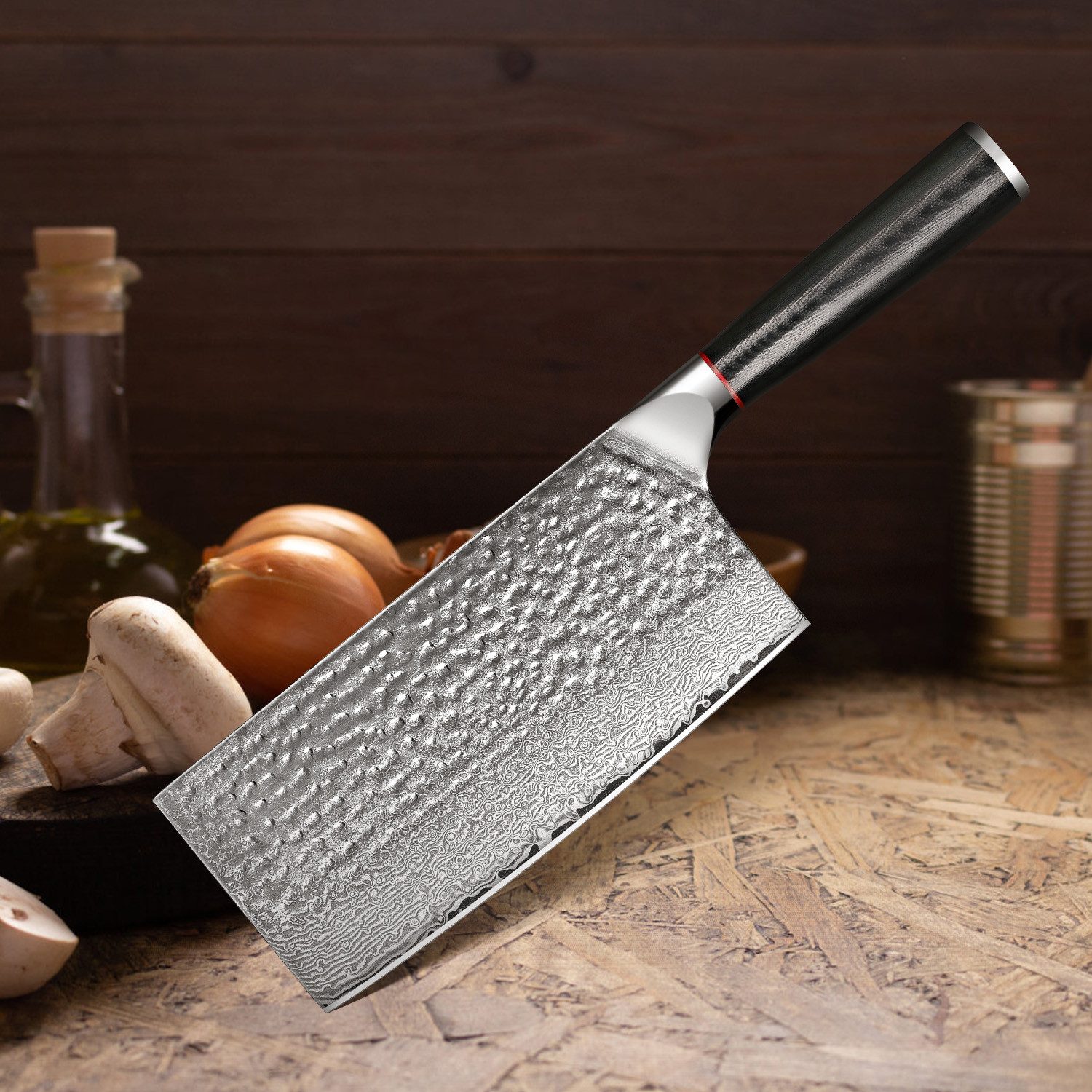 KingLux Damastmesser 7 Zoll Hackmesser VG10 Damaststahl Nakirimesser Küchenmesser