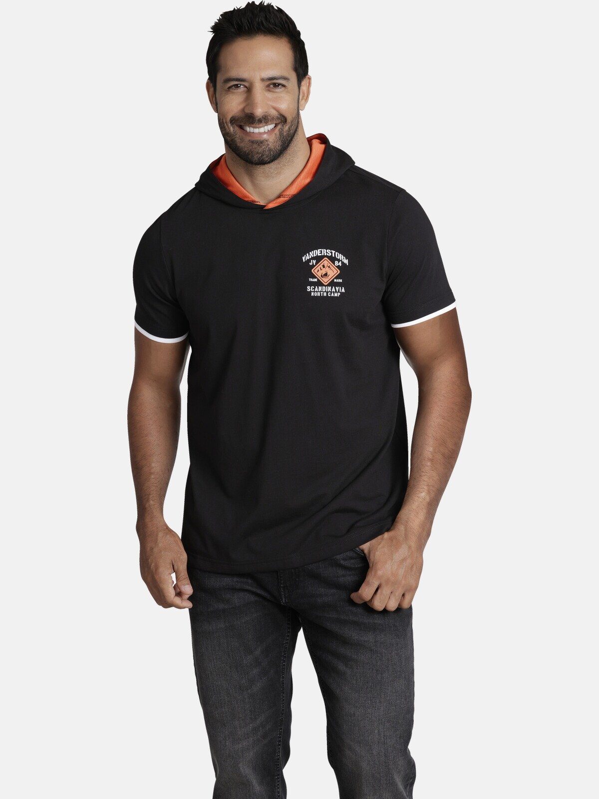 Jan Vanderstorm T-Shirt THIADE T-Shirt in Doppellagen-Optik schwarz
